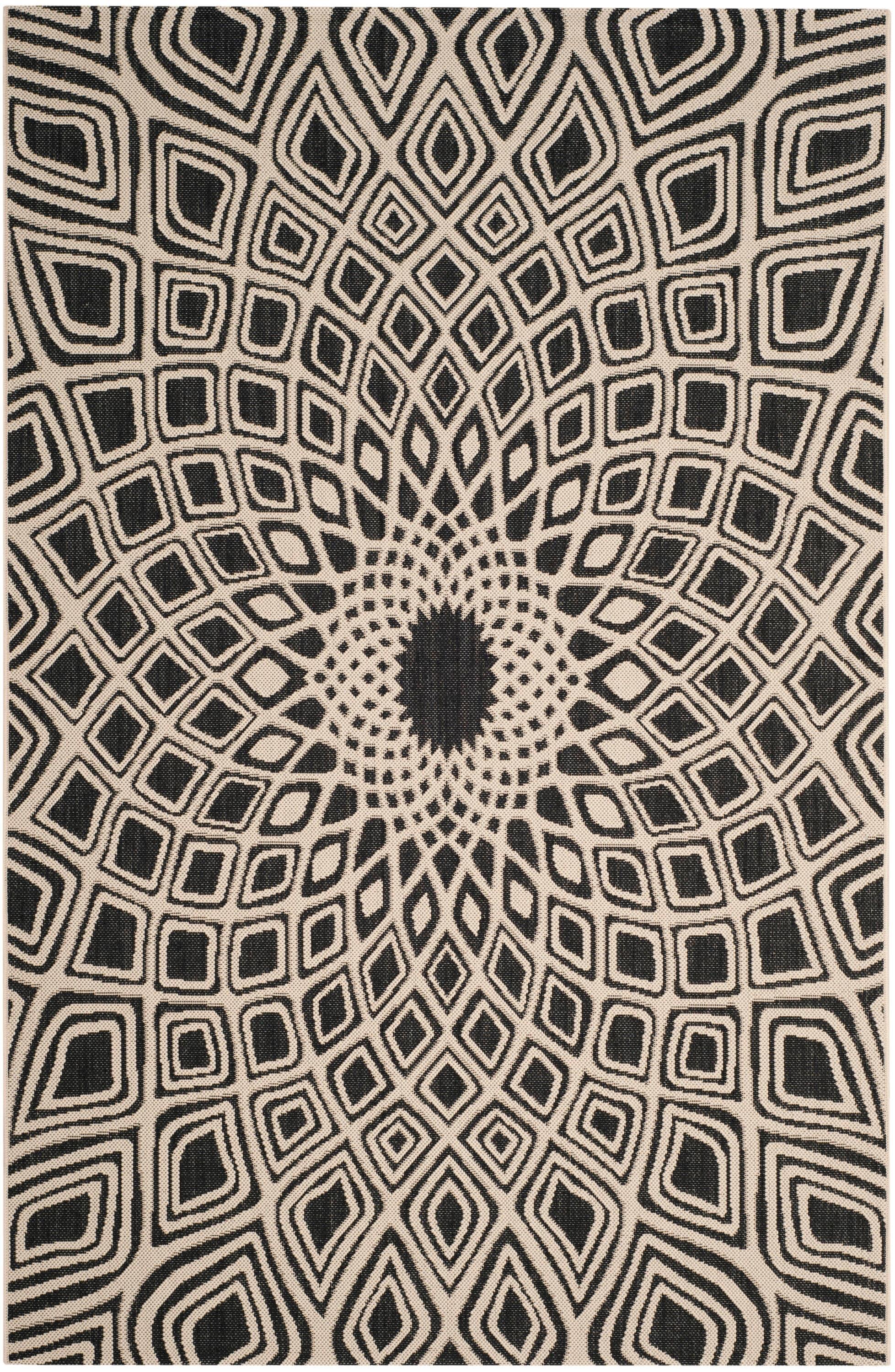 Courtyard CY6616 Power Loomed Indoor/Outdoor Area Rug - Black/Beige - 5'3"x7'7" - Safavieh.