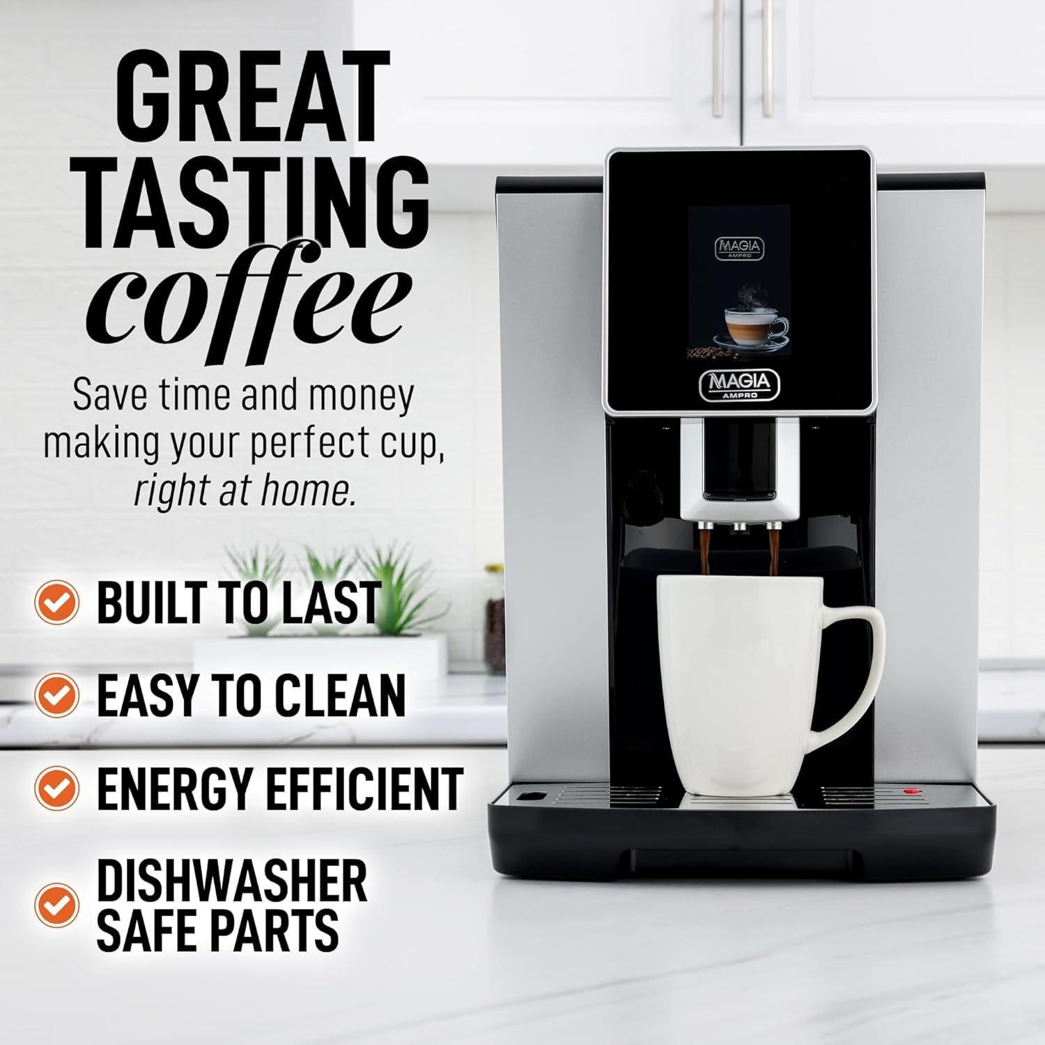 Magia AMPRO Automatic Espresso Machine with Grinder, Super Automatic Coffee Machine and Milk Frother by Zulay Kitchen