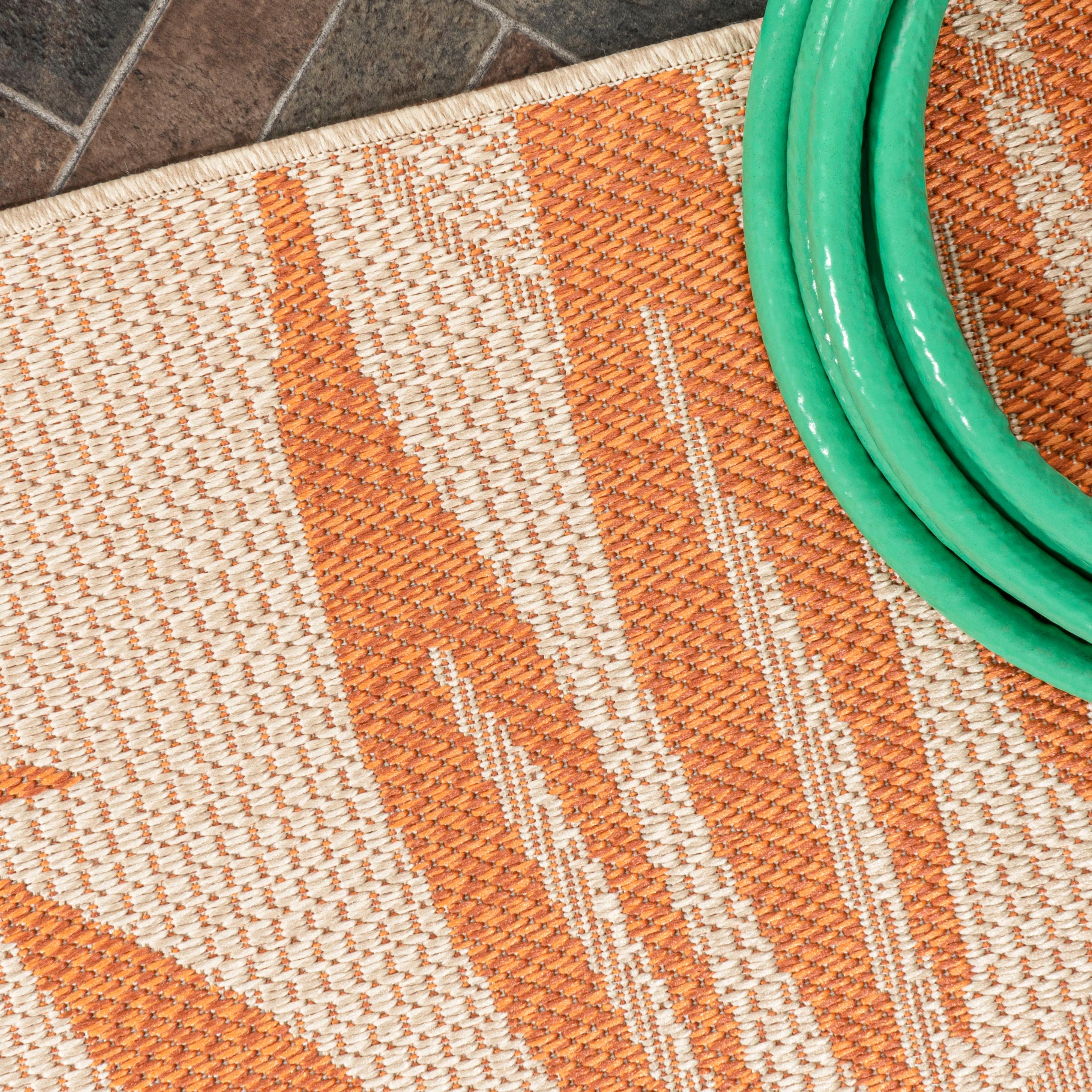 3' x 5' Havana Tropical Palm Leaf Indoor/Outdoor Area Rug, Cream/Orange - JONATHAN Y
