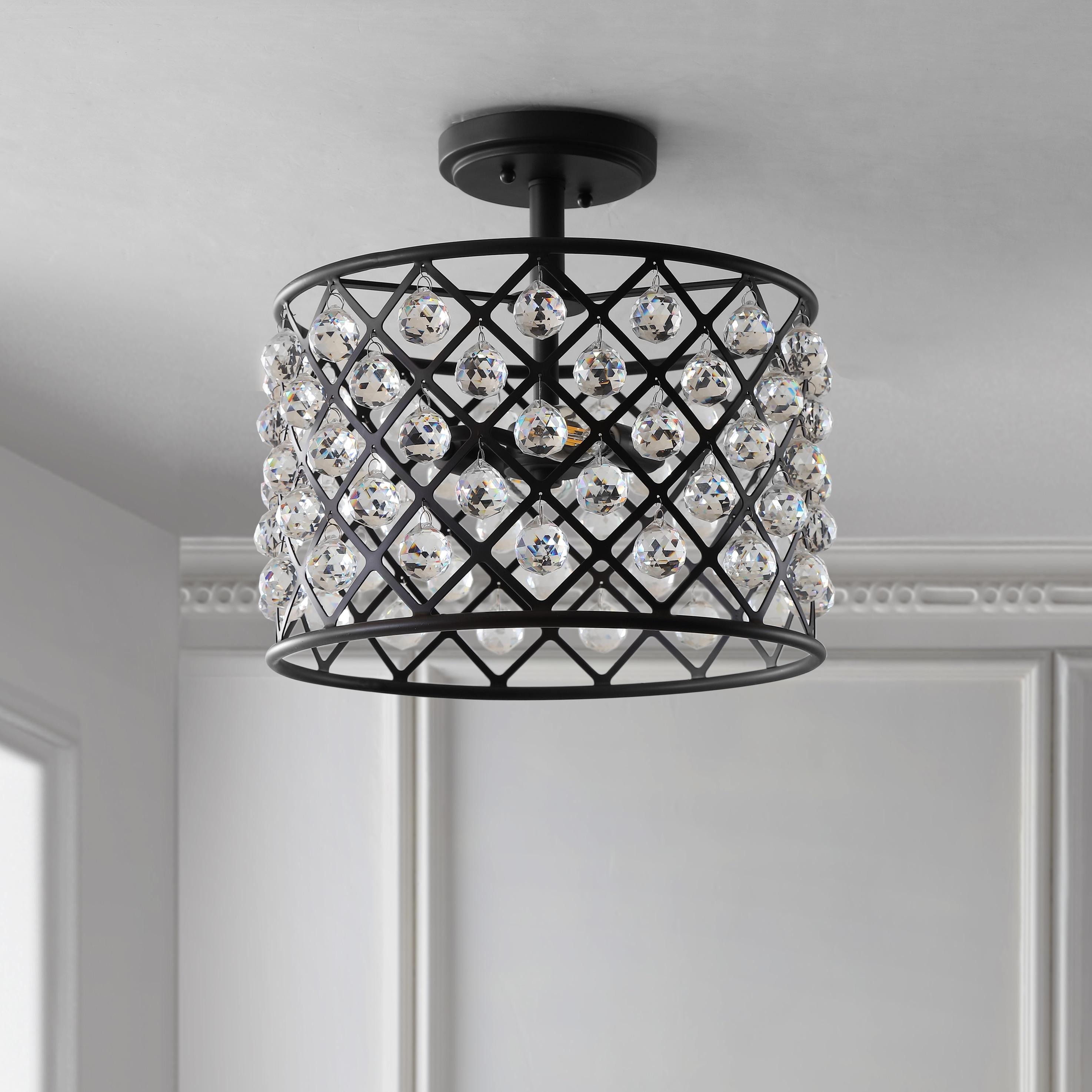 Gabrielle 14.5" Crystal/Metal LED Semi-Flush Mount, Oil Rubbed Bronze