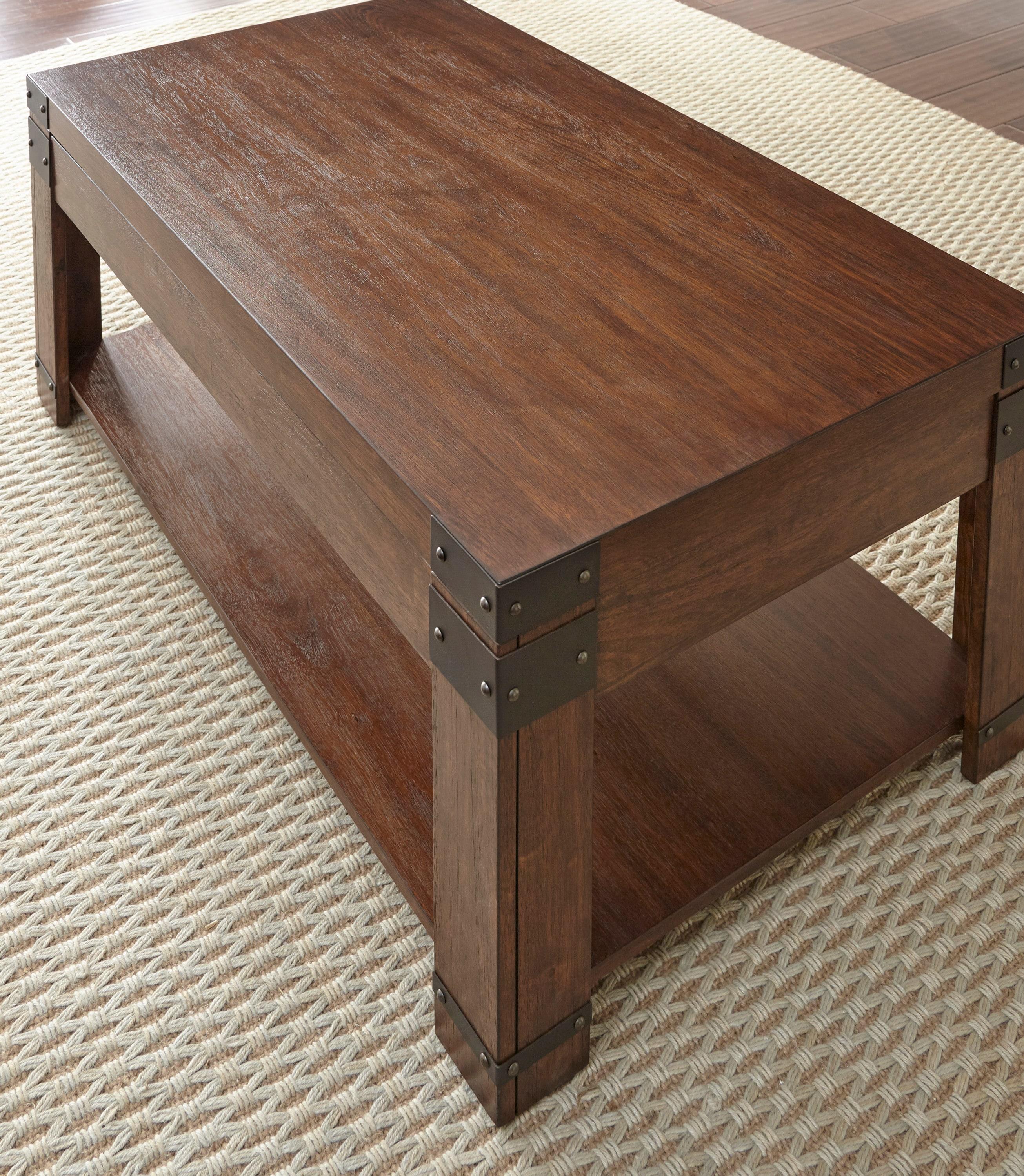 Steve Silver Arusha Indoor Rustic Rectangle Lift Top Coffee Table with Shelf, Brown