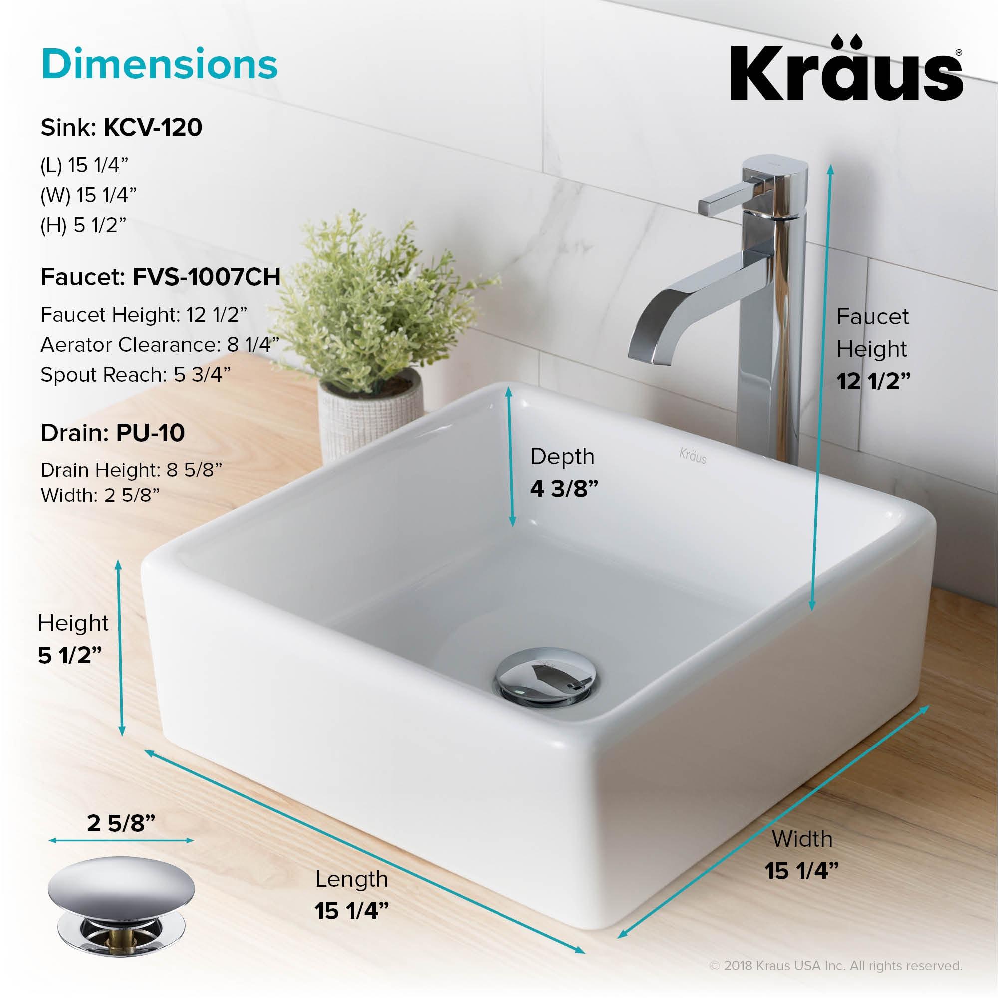 Ceramic Square Vessel Bathroom Sink with Faucet