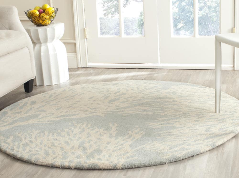 Bella BEL115 Hand Tufted Area Rug - Grey/Ivory - 5' Round - Safavieh.