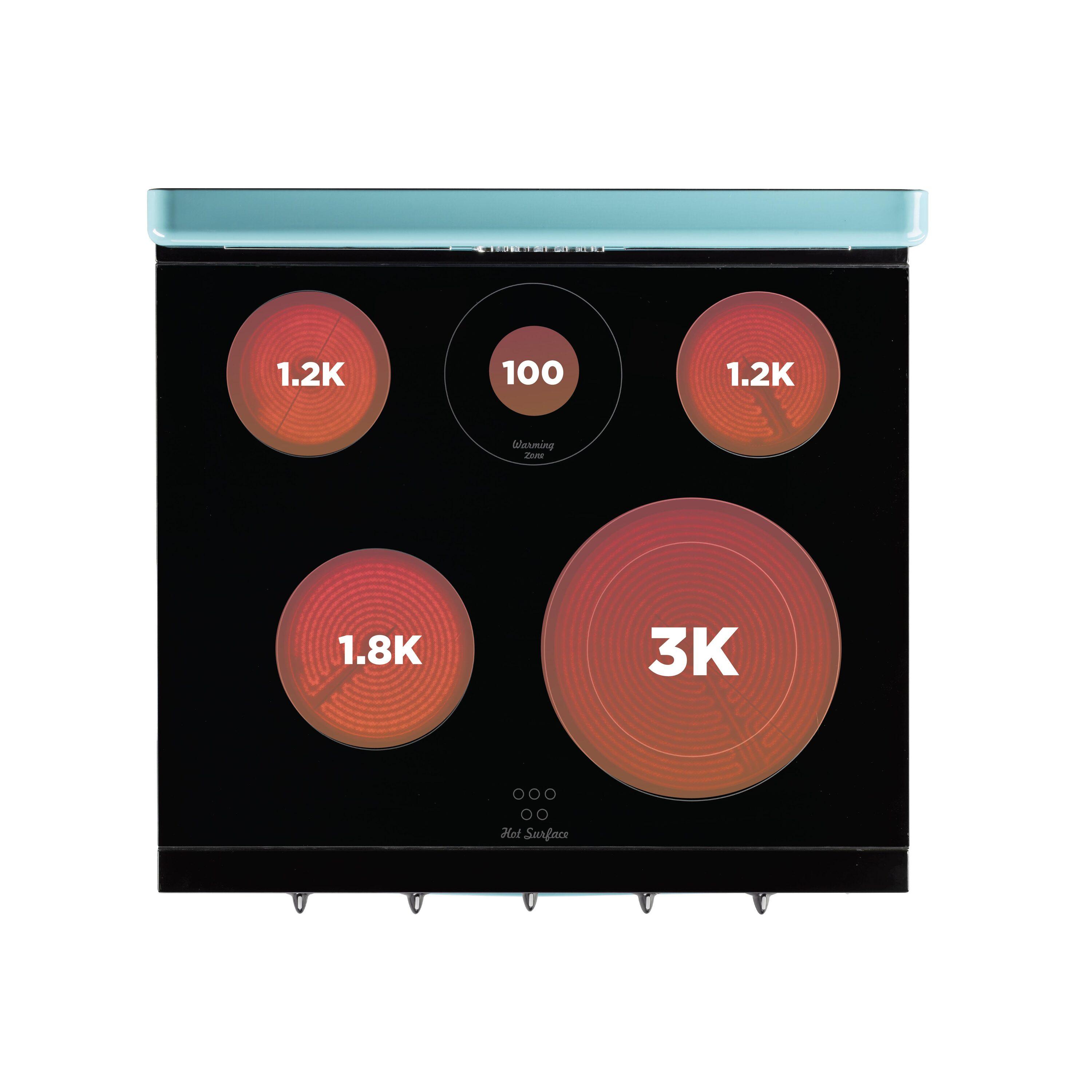 Unique Appliances Classic Retro 30" 5 Element 3.9 cu. ft. Freestanding Electric Glass Top Range with Convection Oven UGP-30CR EC T