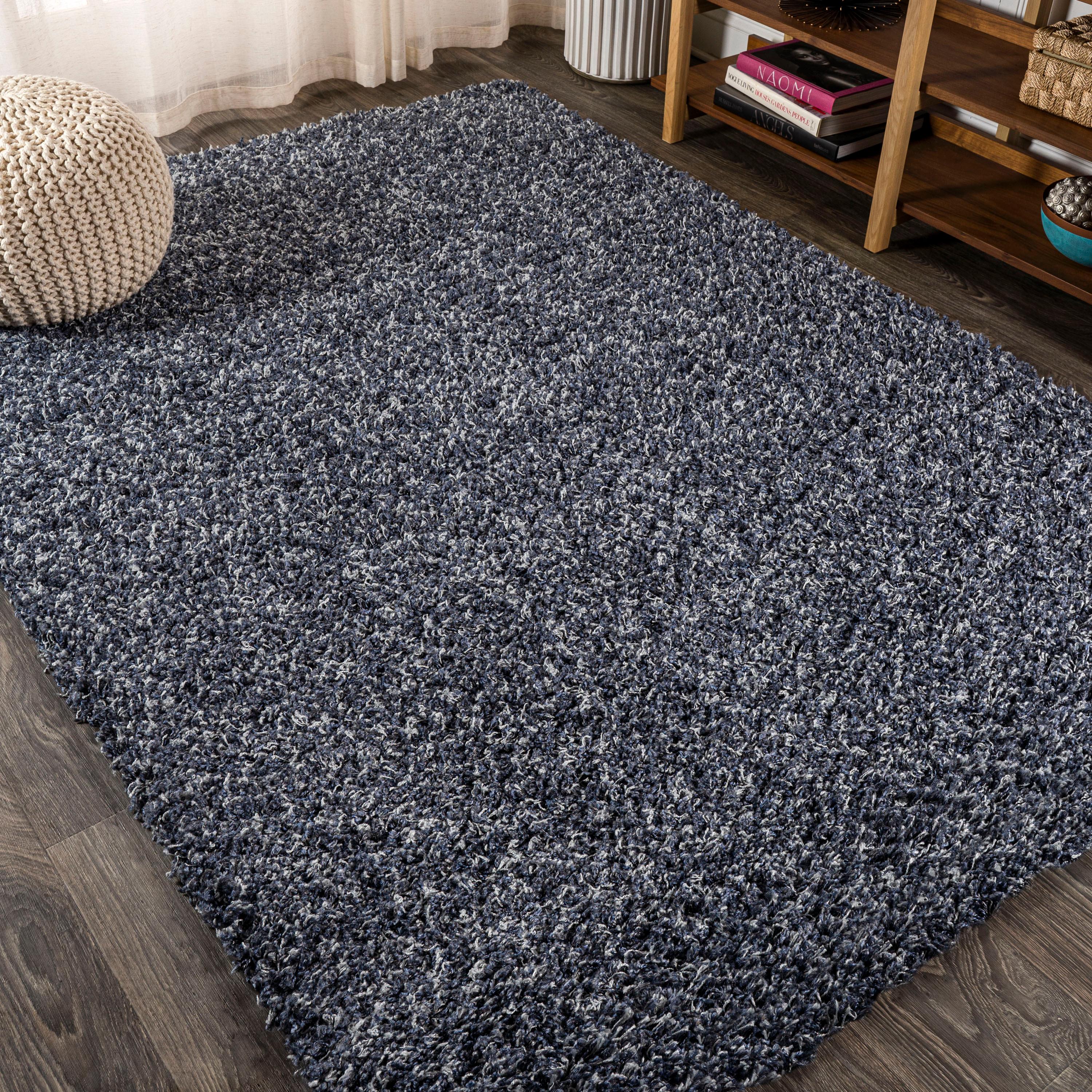 4'x6' Mercer Shag Plush Area Rug, Denim - JONATHAN Y