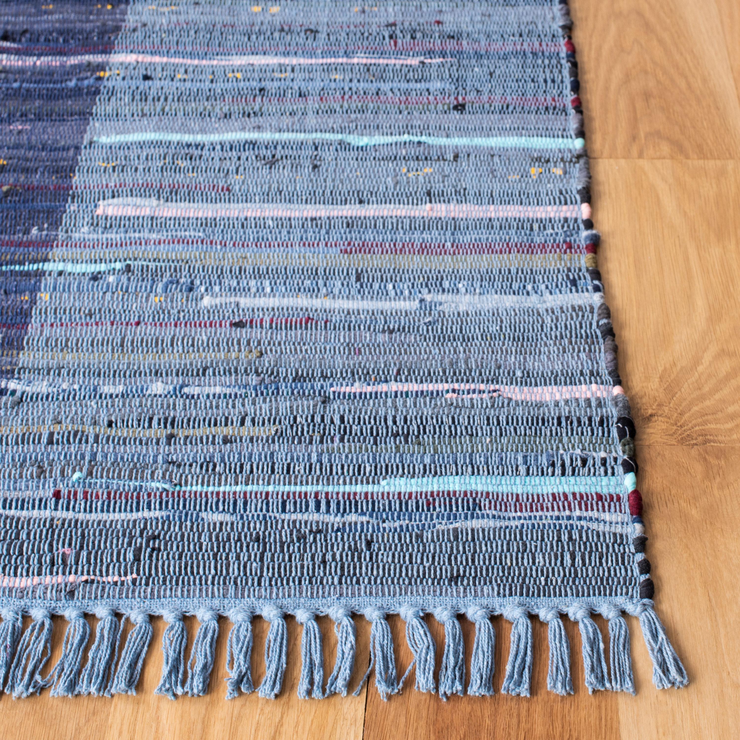 Rag Area Rug RAR122 Hand Woven Area Rug - Navy/Blue - 8'9"x11'9" - Safavieh.