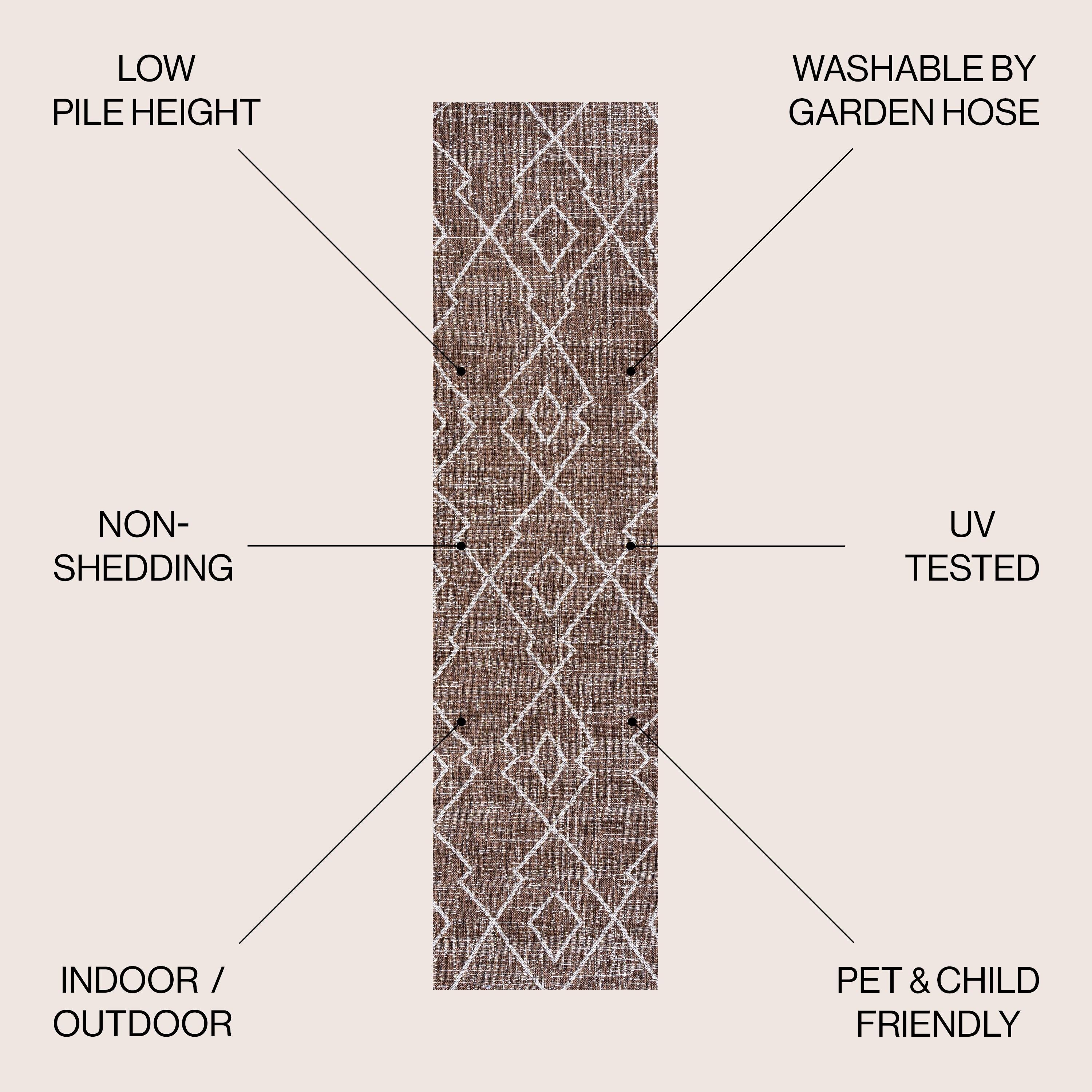 2'x10' Carwa Diamond Trellis Indoor/Outdoor Runner Rug, Brown/Beige - JONATHAN Y