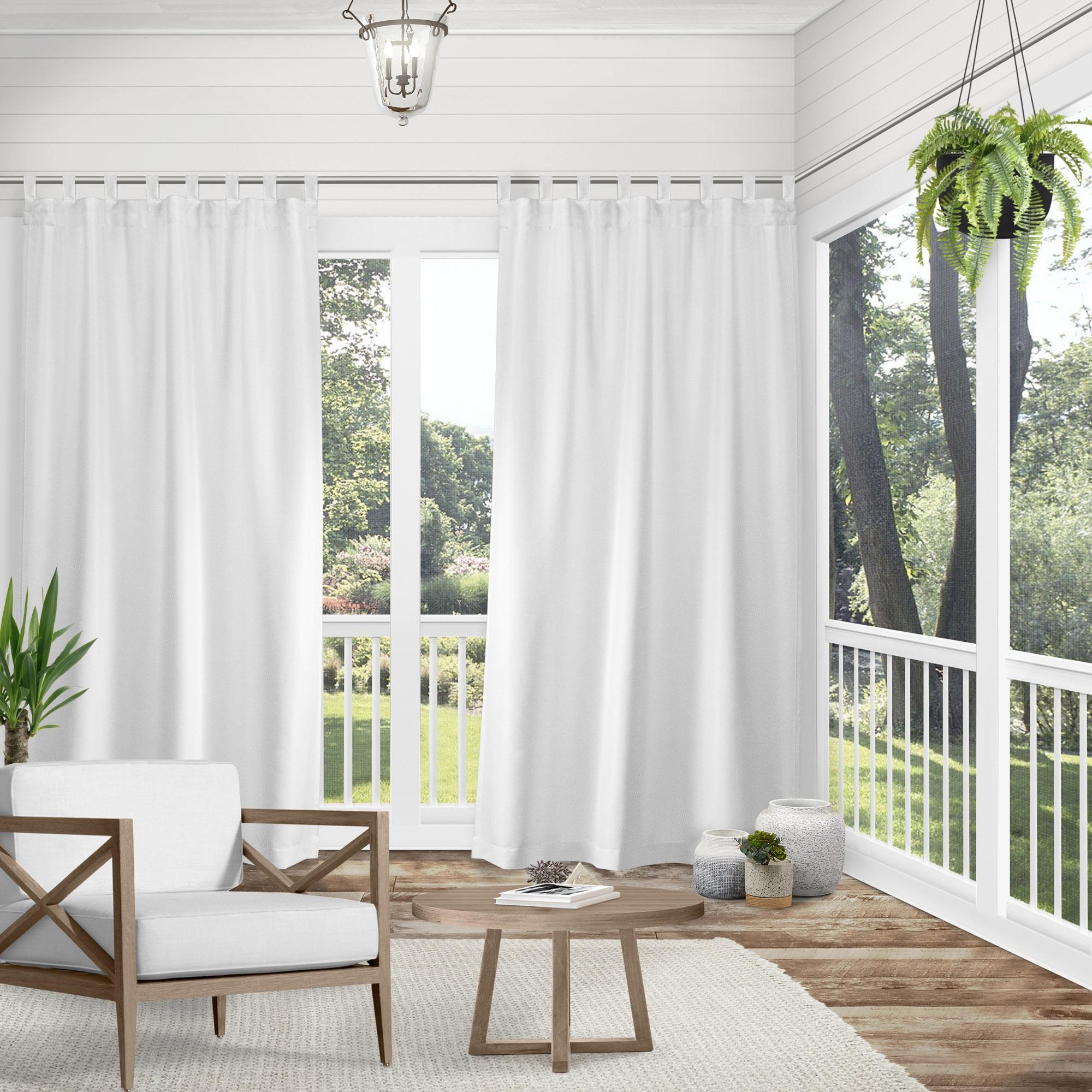 Set of 2 Indoor/Outdoor Solid Cabana Tab Top Window Curtain Panel - Exclusive Home