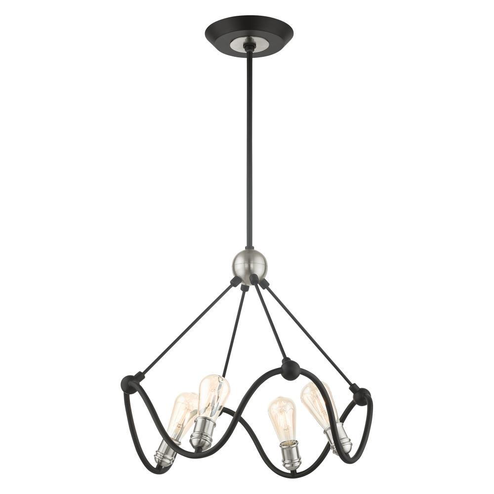 Livex Lighting Archer 4 - Light Chandelier in Textured Black/Brushed Nickel