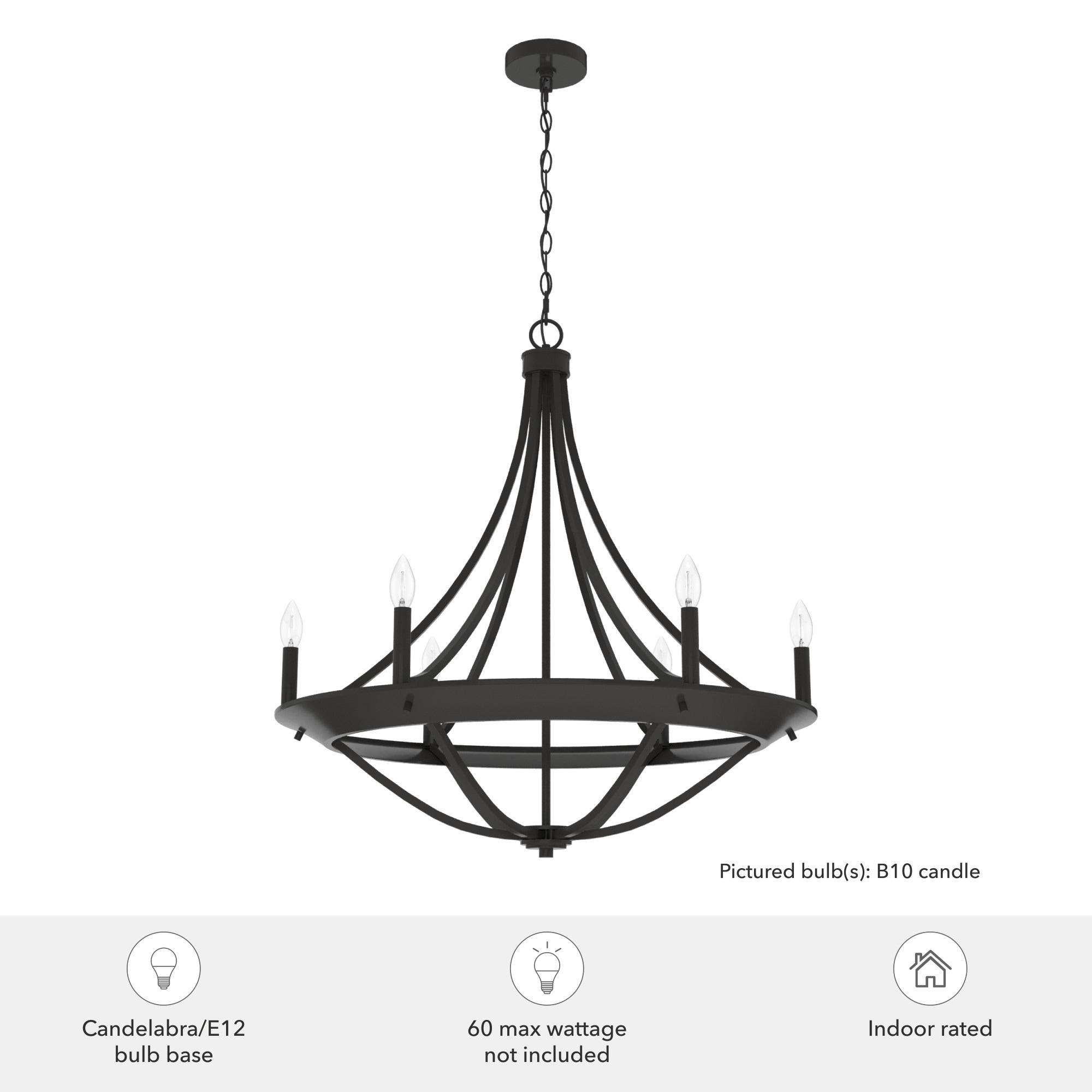 Hunter - Perch Point 6-light Noble Bronze, Large Chandelier, Dimmable, Casual Style, Empire Shaped, for Bedrooms, Kitchens, Dining, Living Rooms - 19414