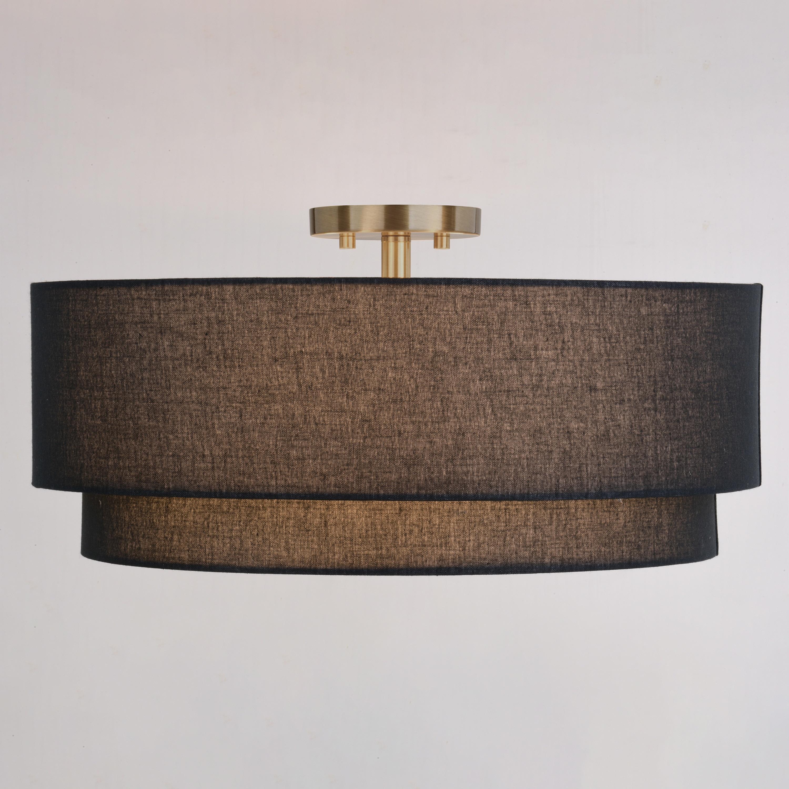 Vaxcel Burnaby 20.5-in. 4 Light Semi-Flush Matte Brass with Black Fabric