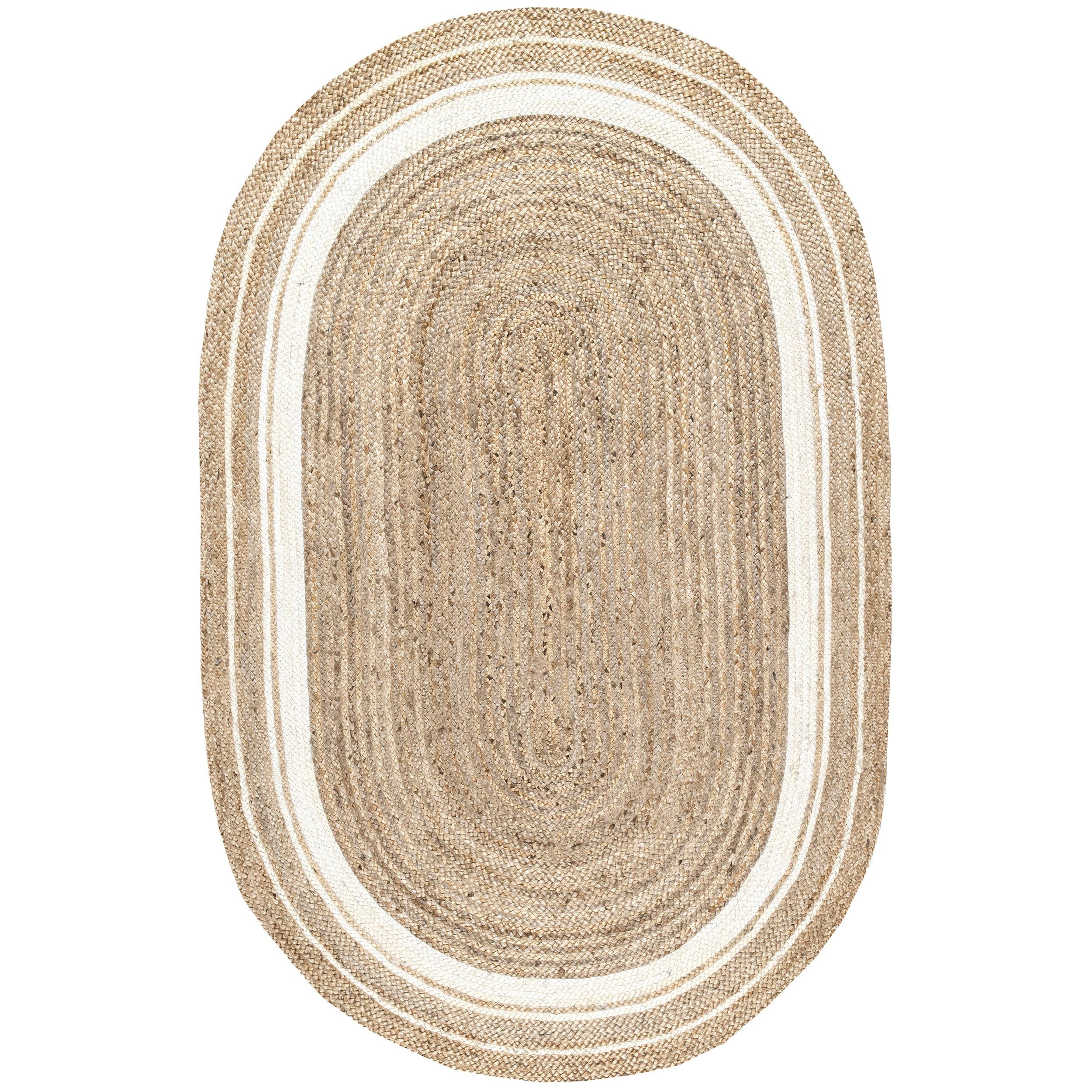 nuLOOM Rikki Coastal Braided Jute Area Rug, Oval 3' x 5', Off White