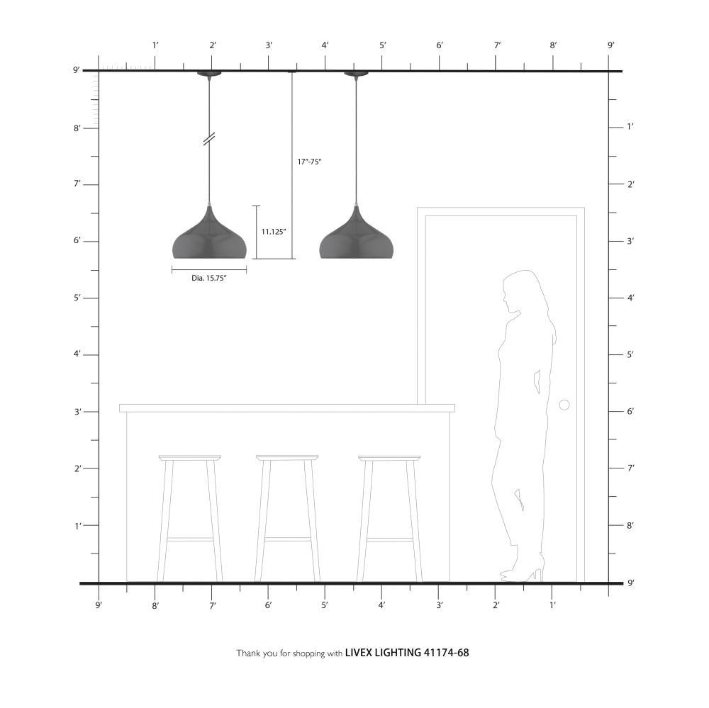 Livex Lighting Metal Shade 1 - Light Chandelier in  Shiny Black