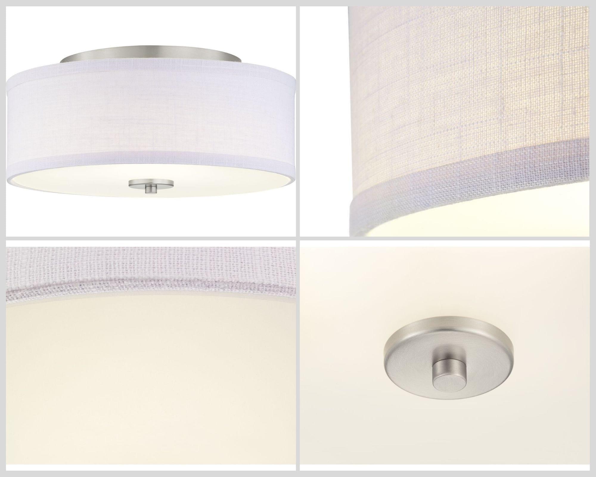 Progress Lighting Inspire Collection 1-Light LED Flush Mount in Brushed Nickel with Summer Linen Shade