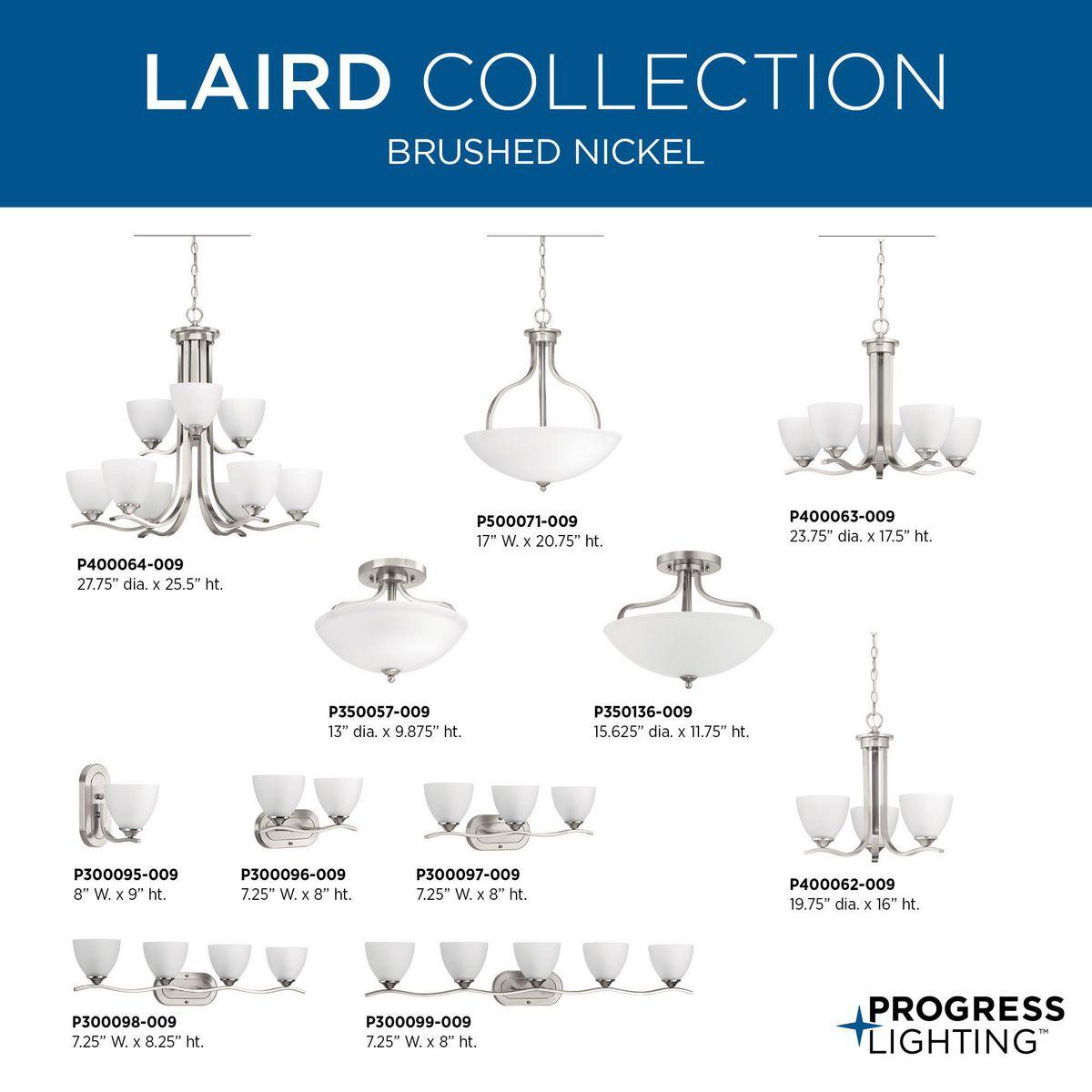 Progress Lighting Laird 5-Light Bath Vanity, Brushed Nickel, Glass Shade