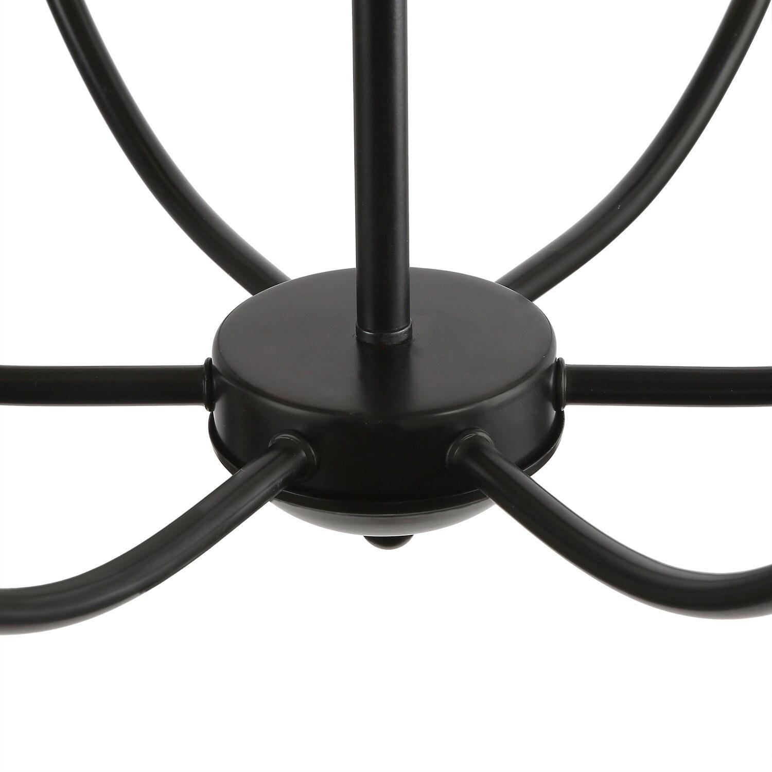 LNC 6-Light Modern/Contemporary Matte Black Large Candle Chandelier