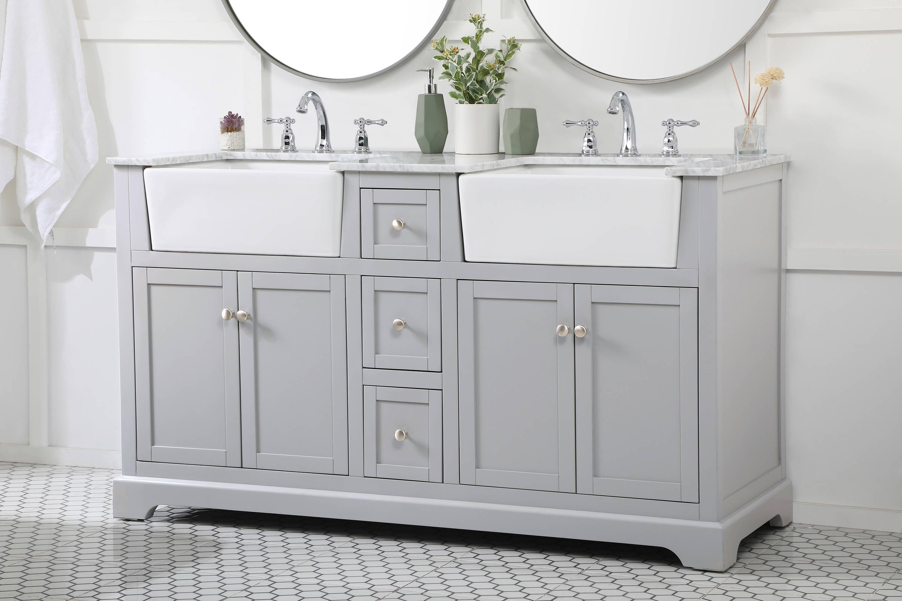 Elegant Decor Franklin 60" Aluminum MDF Double Bathroom Vanity in Gray