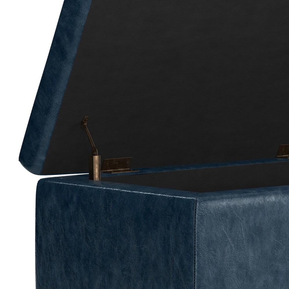 Simpli Home Hamilton 48"W Upholstered Storage Ottoman Bench with Lift-Top Lid, Tufted Design, and Nailhead Trim
