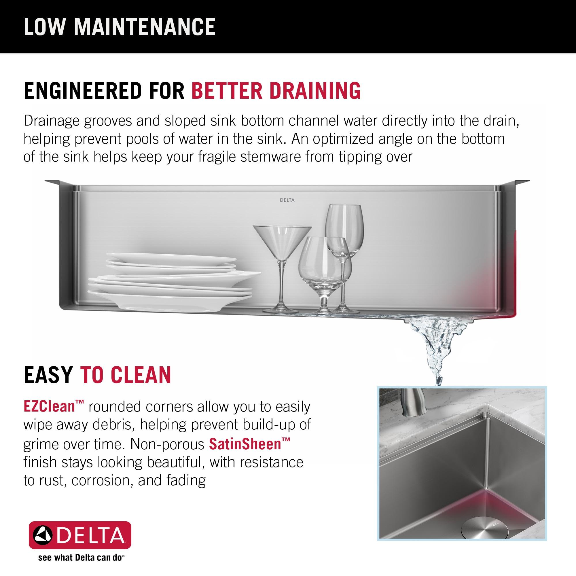 Delta Lorelai™ 30" LWorkstation Kitchen Sink Undermount 16 Gauge Stainless Steel Single Bowl with WorkFlow™ Ledge