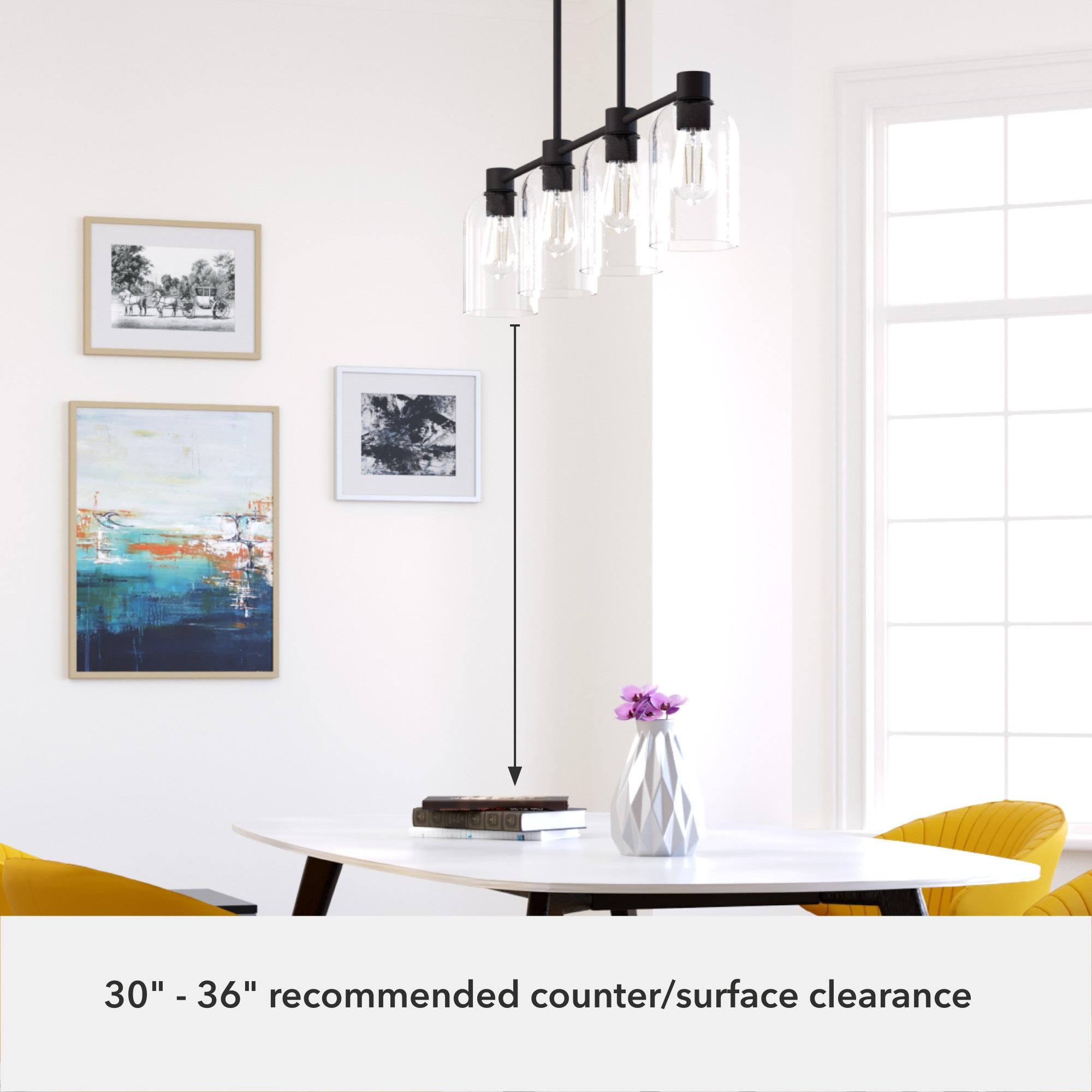 Hunter - Lochemeade 4-light Noble Bronze, Large Chandelier, Dimmable, Linear Shaped, for Bedrooms, Kitchens, Dining, Living Rooms - 19720