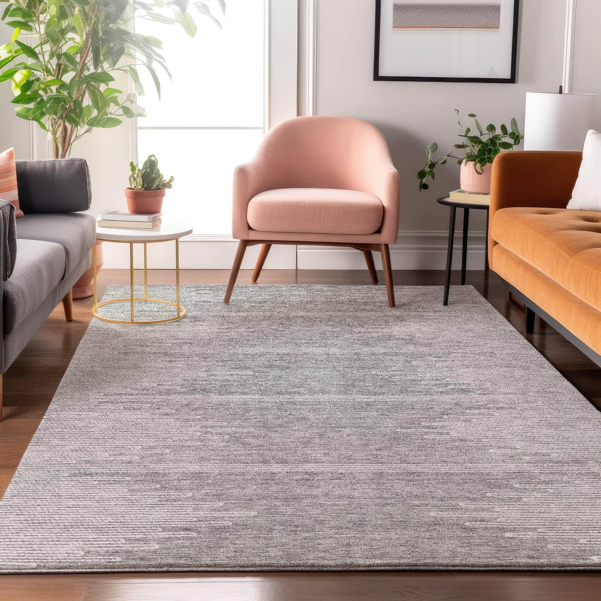 Addison Rugs Mayfield AMF647 Gray 2'6" x 3'10" Indoor Premium Machine Washable Rug, Silky Soft, Easy Clean, Non Shedding, Bedroom, Living Room, Dining Room, Kitchen, Patio Rug