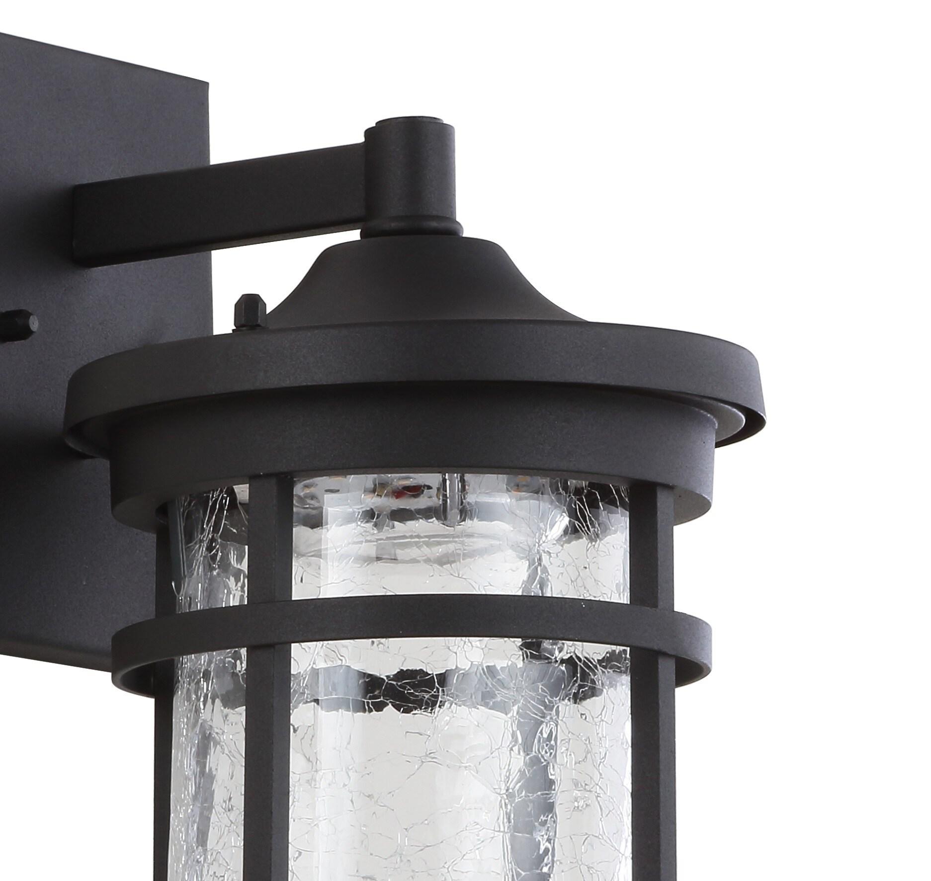 Campo 7.75" Black Iron Outdoor Wall Lantern with Crackled Glass