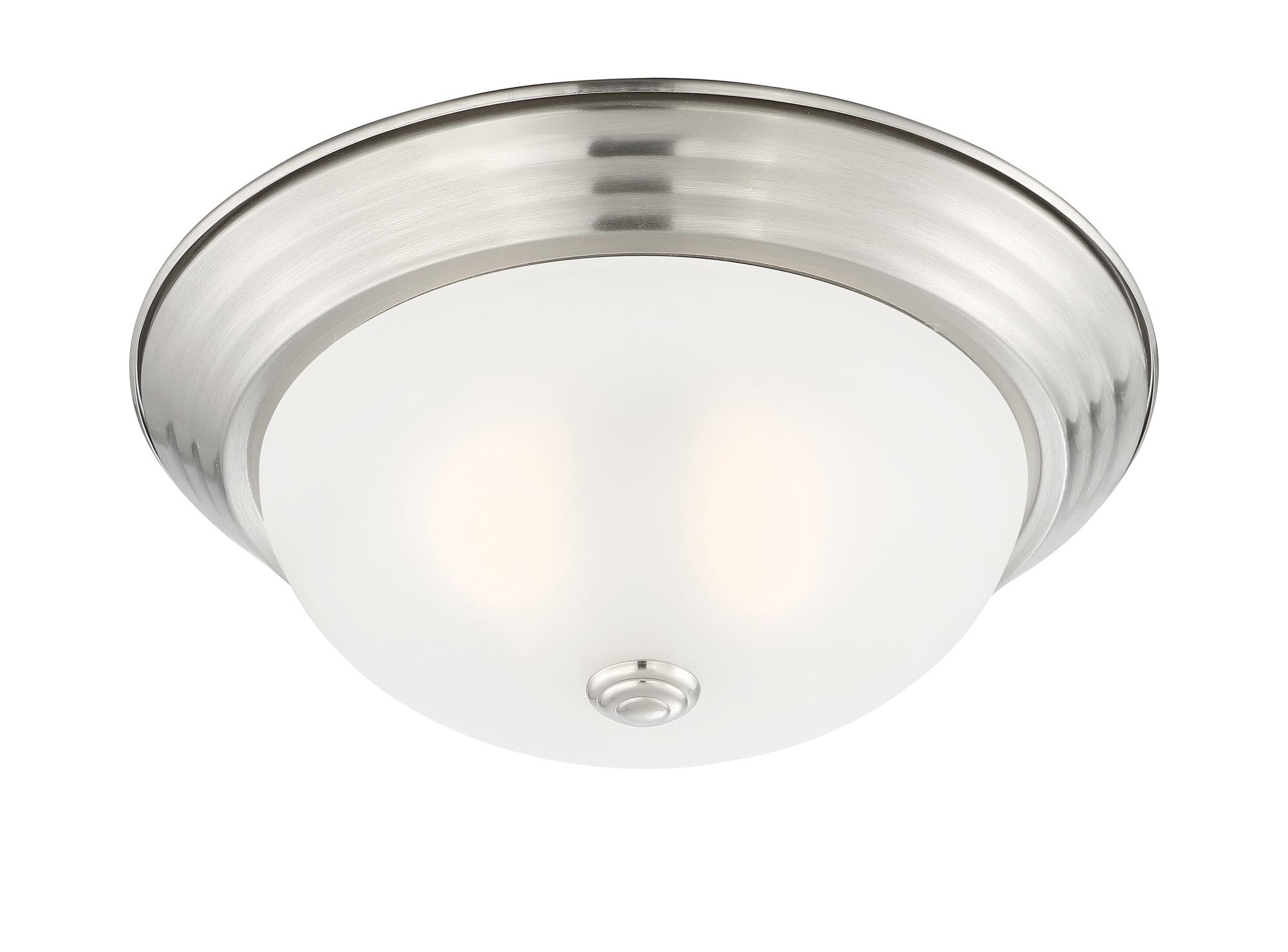 1257M-SP-W-Designers Fountain-13 Inch 2 Light Flush Mount-Satin Platinum Finish-Etched Glass Color