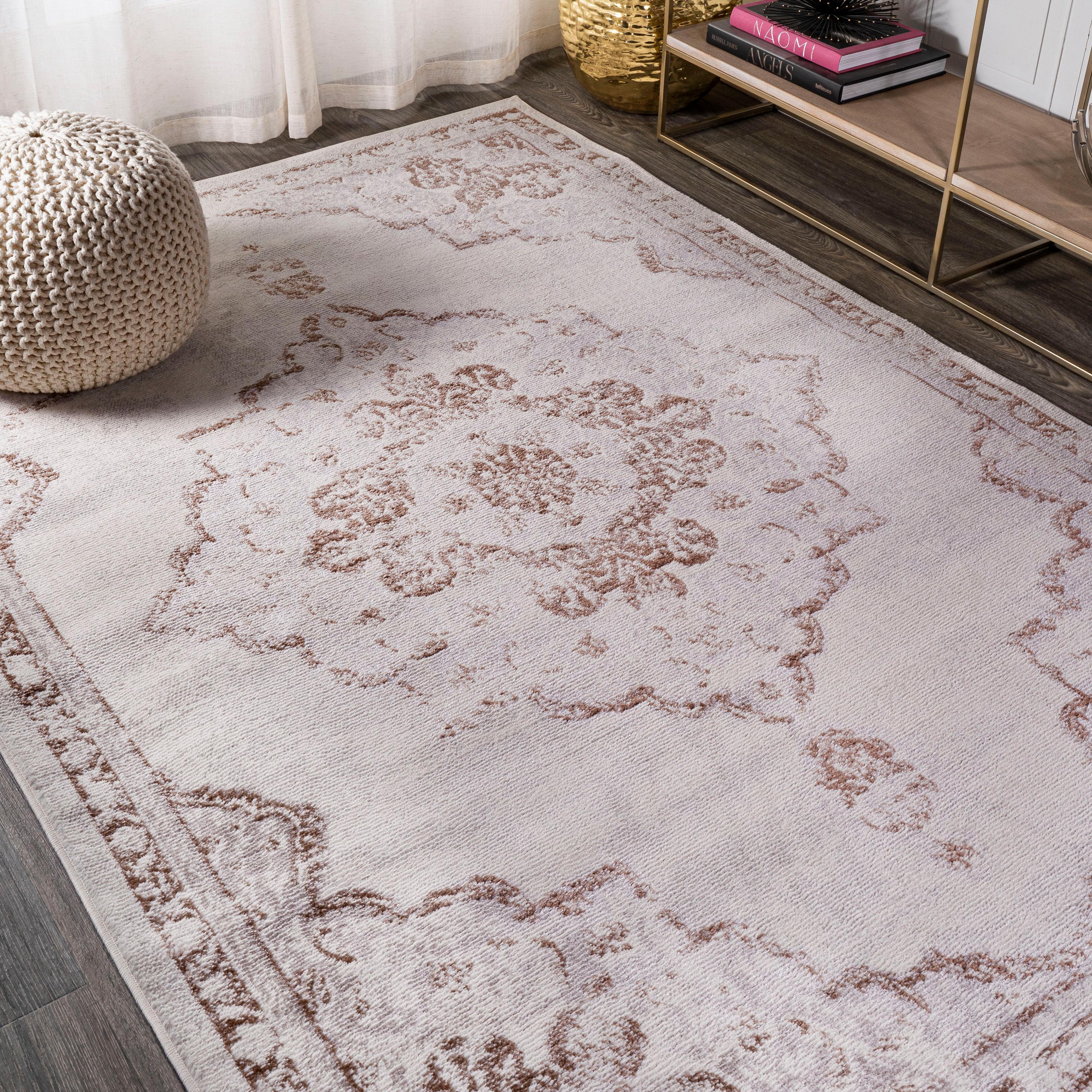 8'x10' Alhambra Ornate Medallion Modern Area Rug, Cream/Red - JONATHAN Y