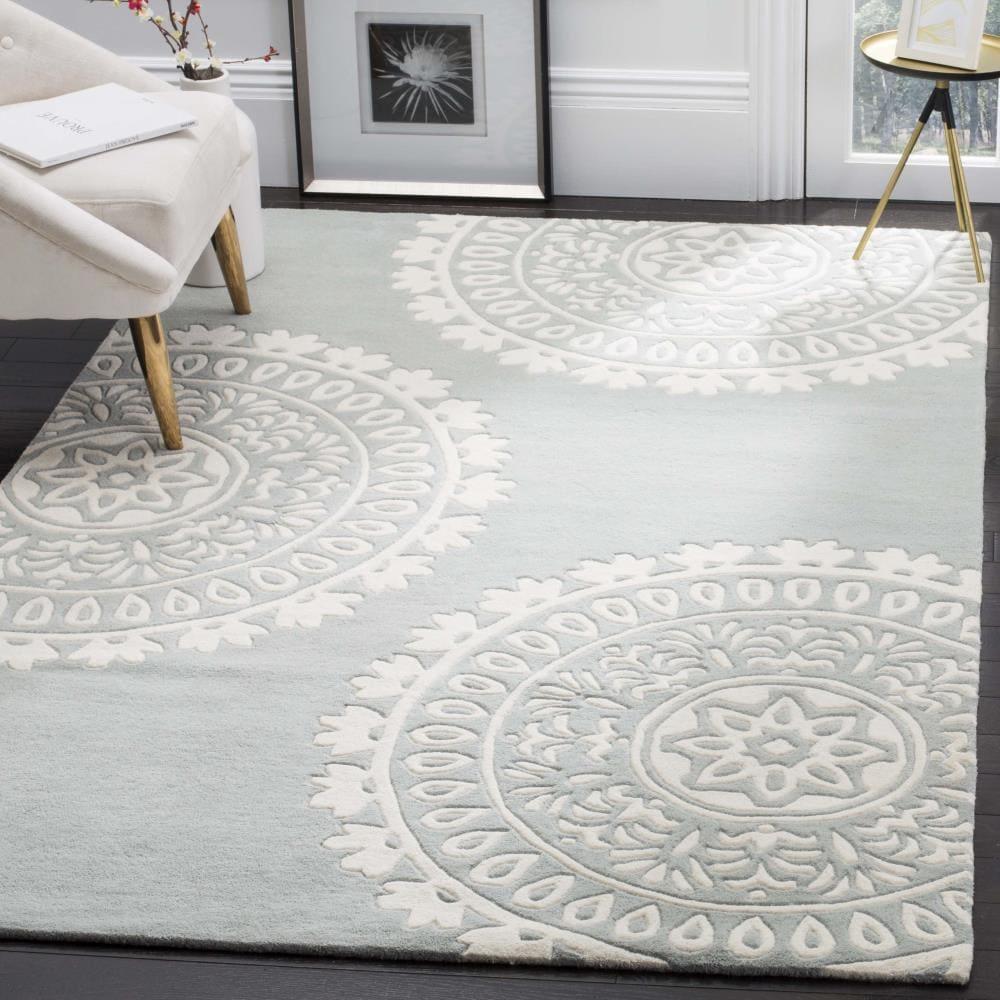 Bella BEL121 Hand Tufted Area Rug - Grey/Ivory - 7'x7' - Safavieh.