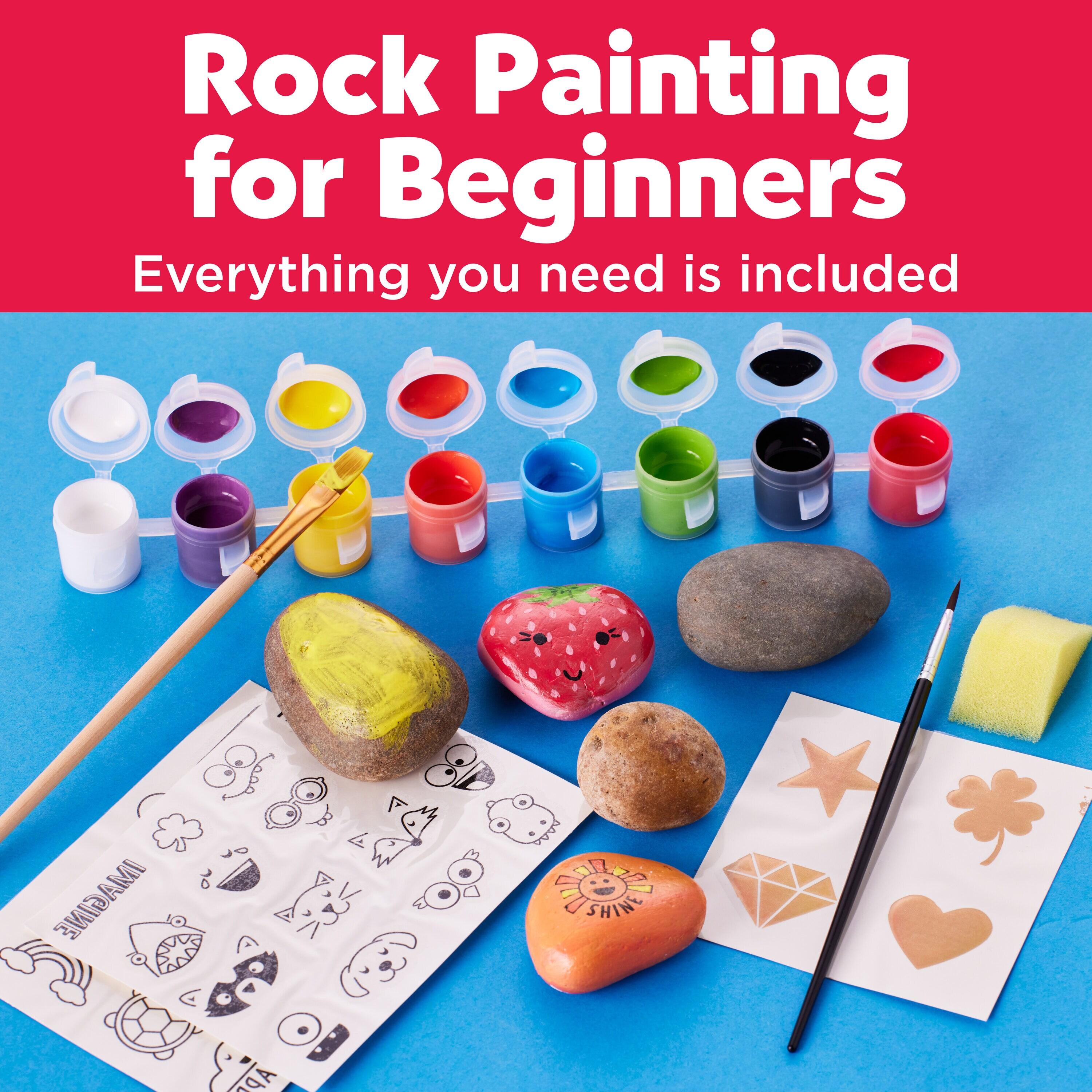 Hide & Seek Rock Painting Kit - Creativity for Kids: Paints, Stickers, Rocks, Brush, Craft Activity for Ages 6+