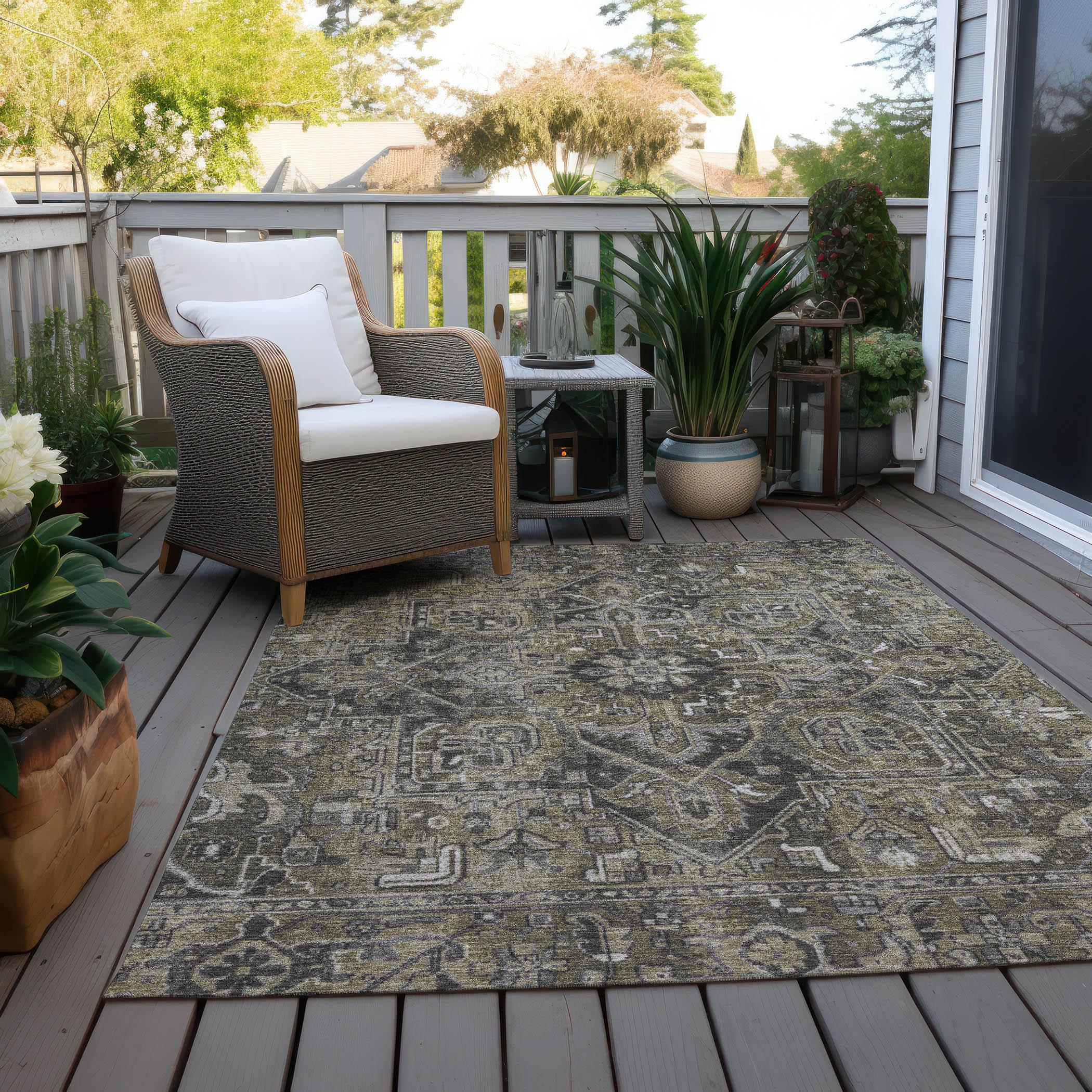 Addison Rugs Chantille Indoor/Outdoor Traditional Oriental Taupe Washable Rectangle Rug, 3' x 5'