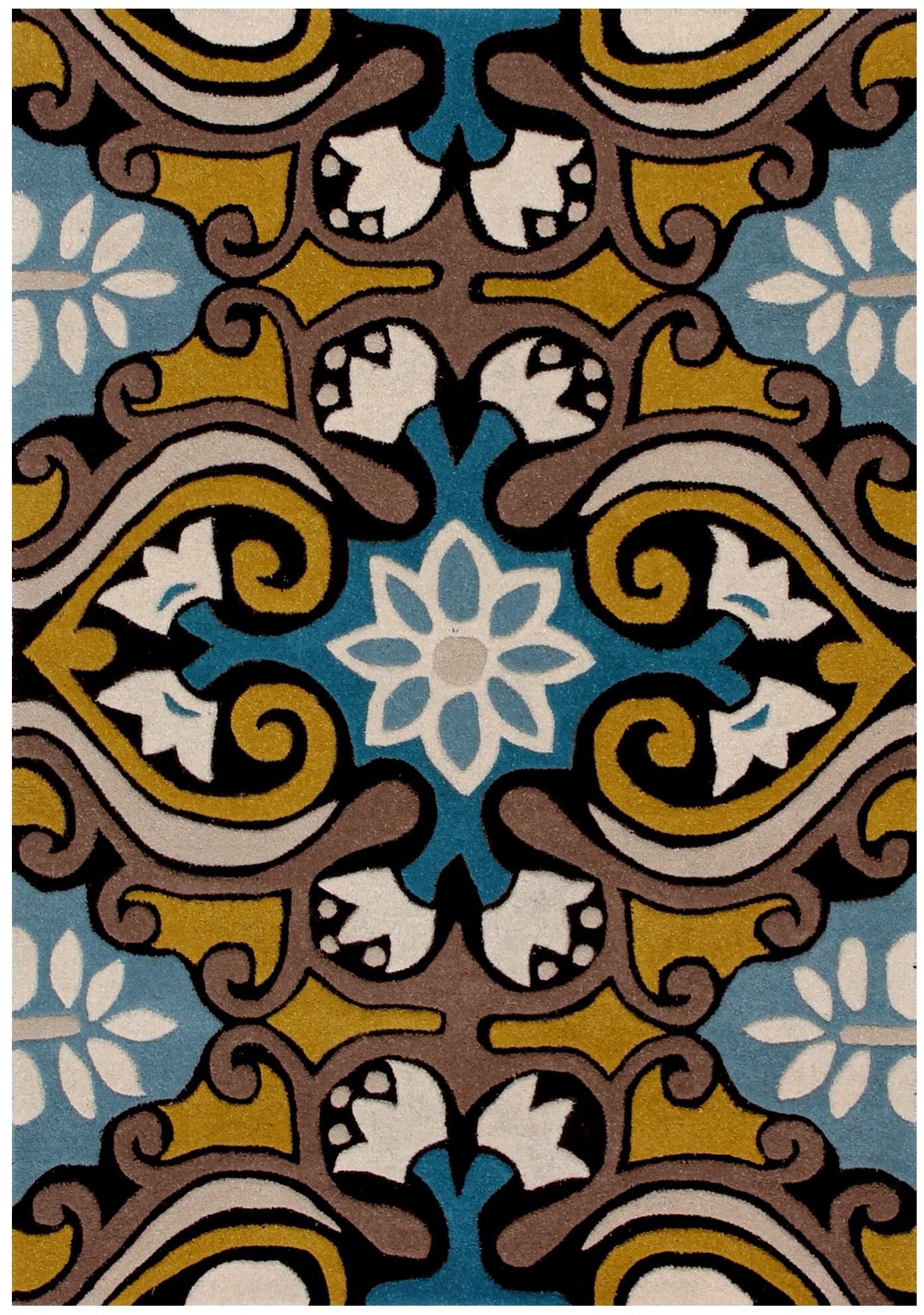 Wyndham WYD327 Hand Tufted Area Rug - Blue/Multi - 4'x6' - Safavieh.