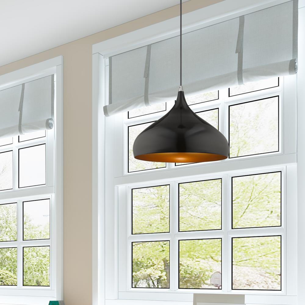 Livex Lighting Metal Shade 1 - Light Chandelier in  Shiny Black