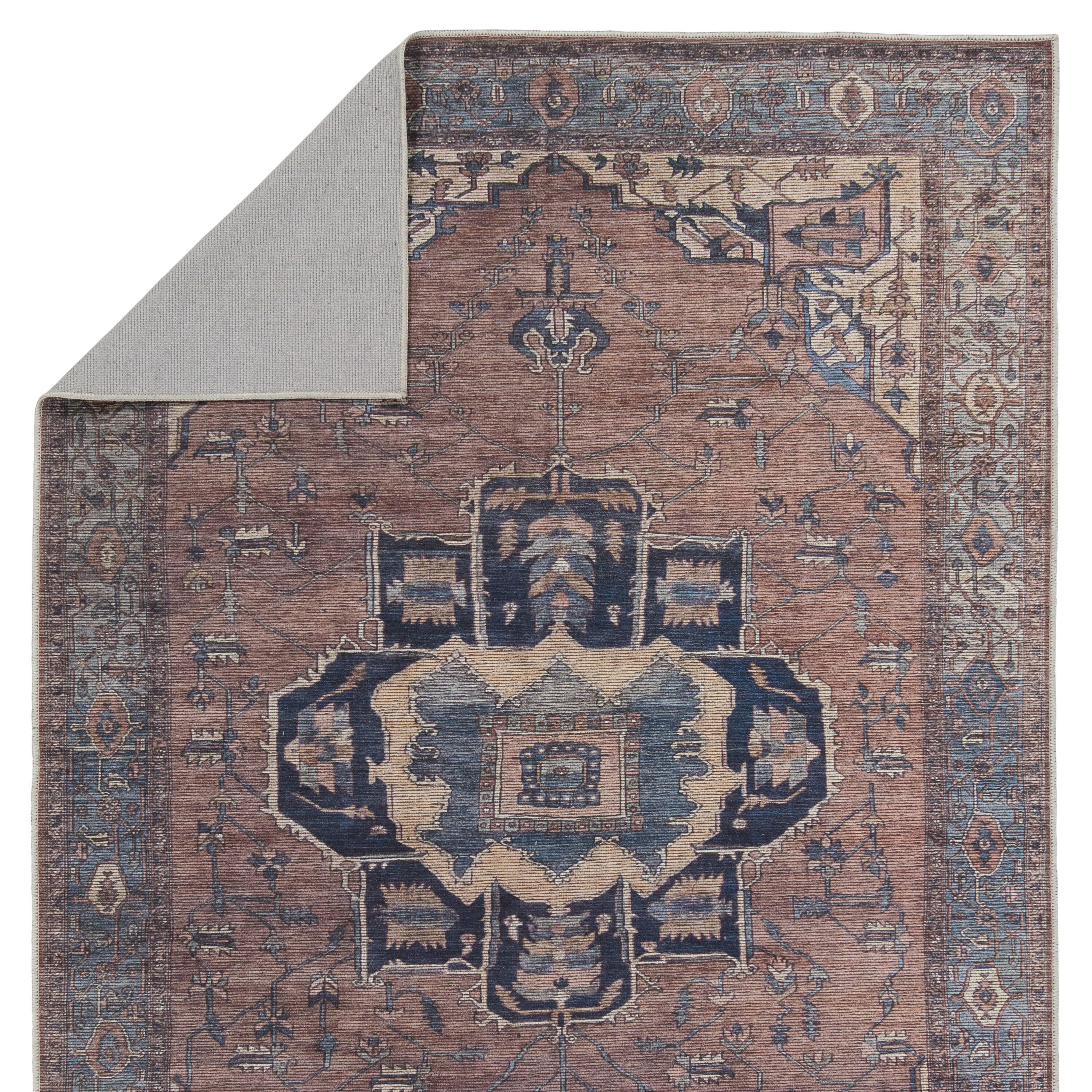 Barrymore Traditional Medallion Blue Synthetic 10' x 14' Area Rug