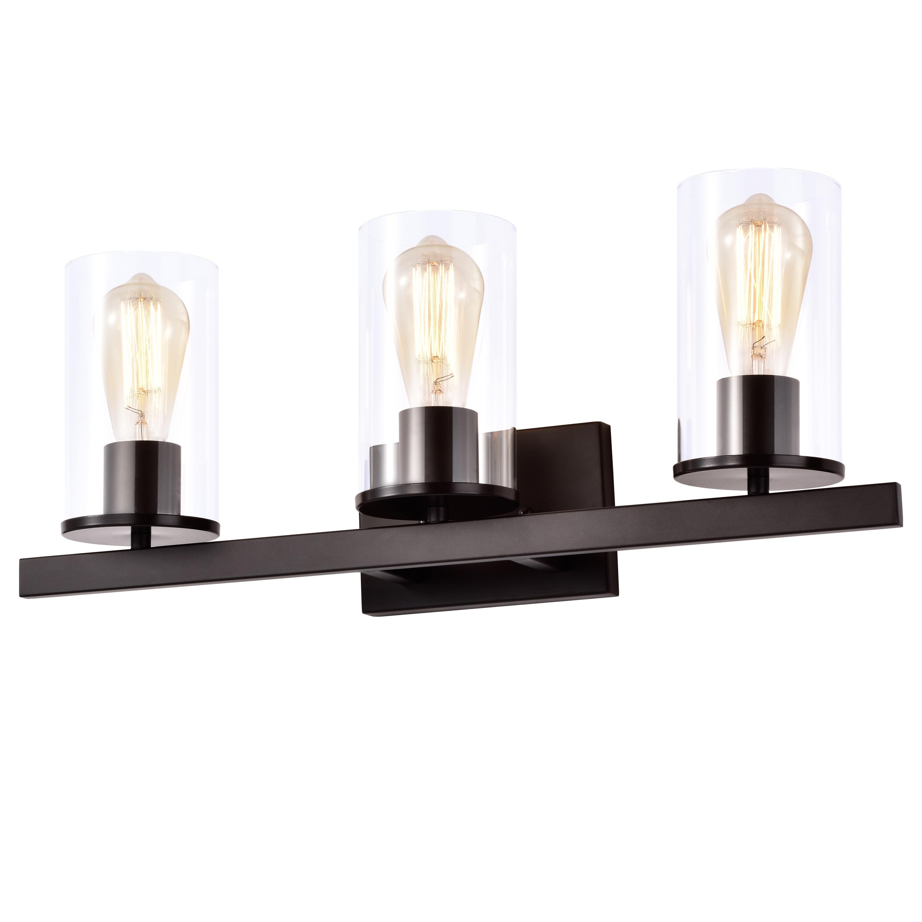 C Cattleya 3 Light Bathroom Vanity Light Oil-rubbed Bronze with Glass Shade