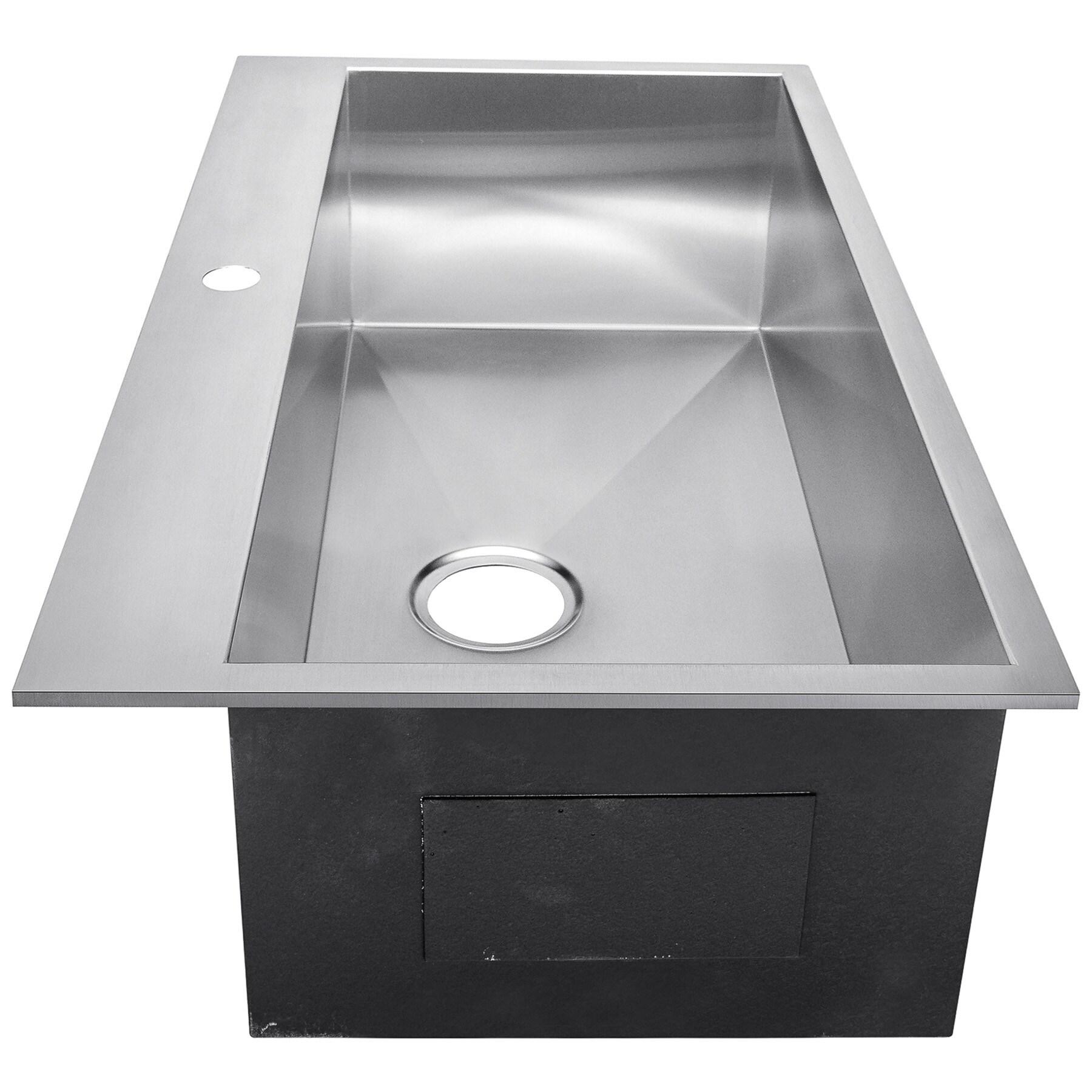 Drop-In 33-in x 22-in Brushed Stainless Steel Single Bowl 1-Hole Kitchen Sink