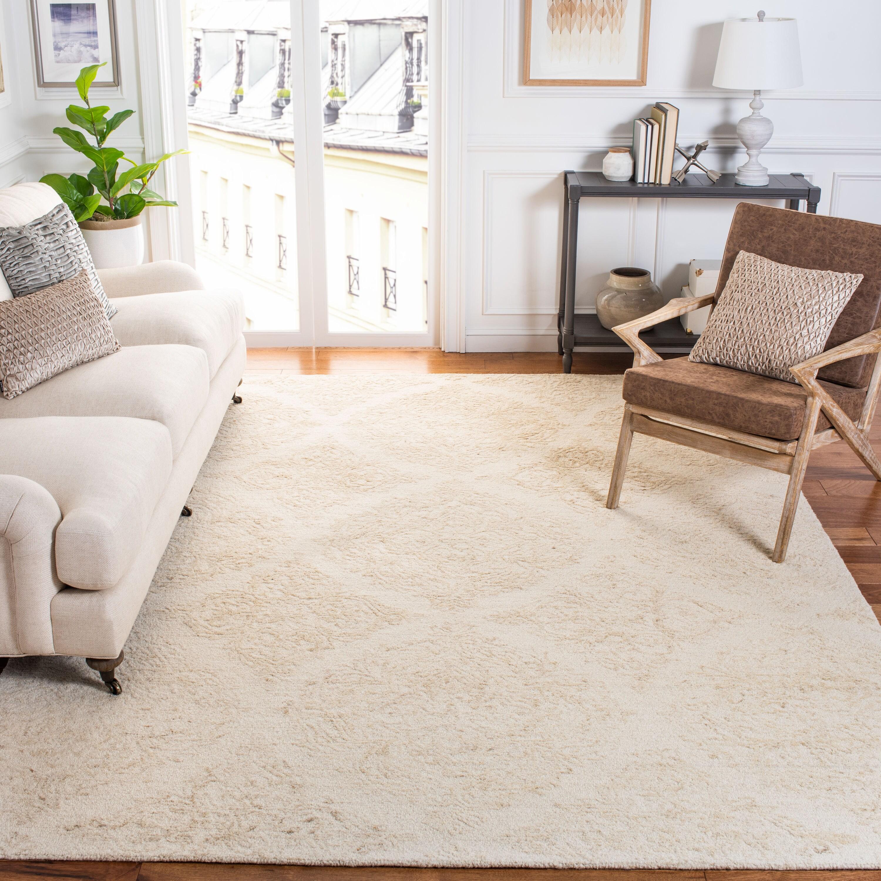 SAFAVIEH Abstract Rachelle Trellis Wool Area Rug, Ivory/Beige, 10' x 14'