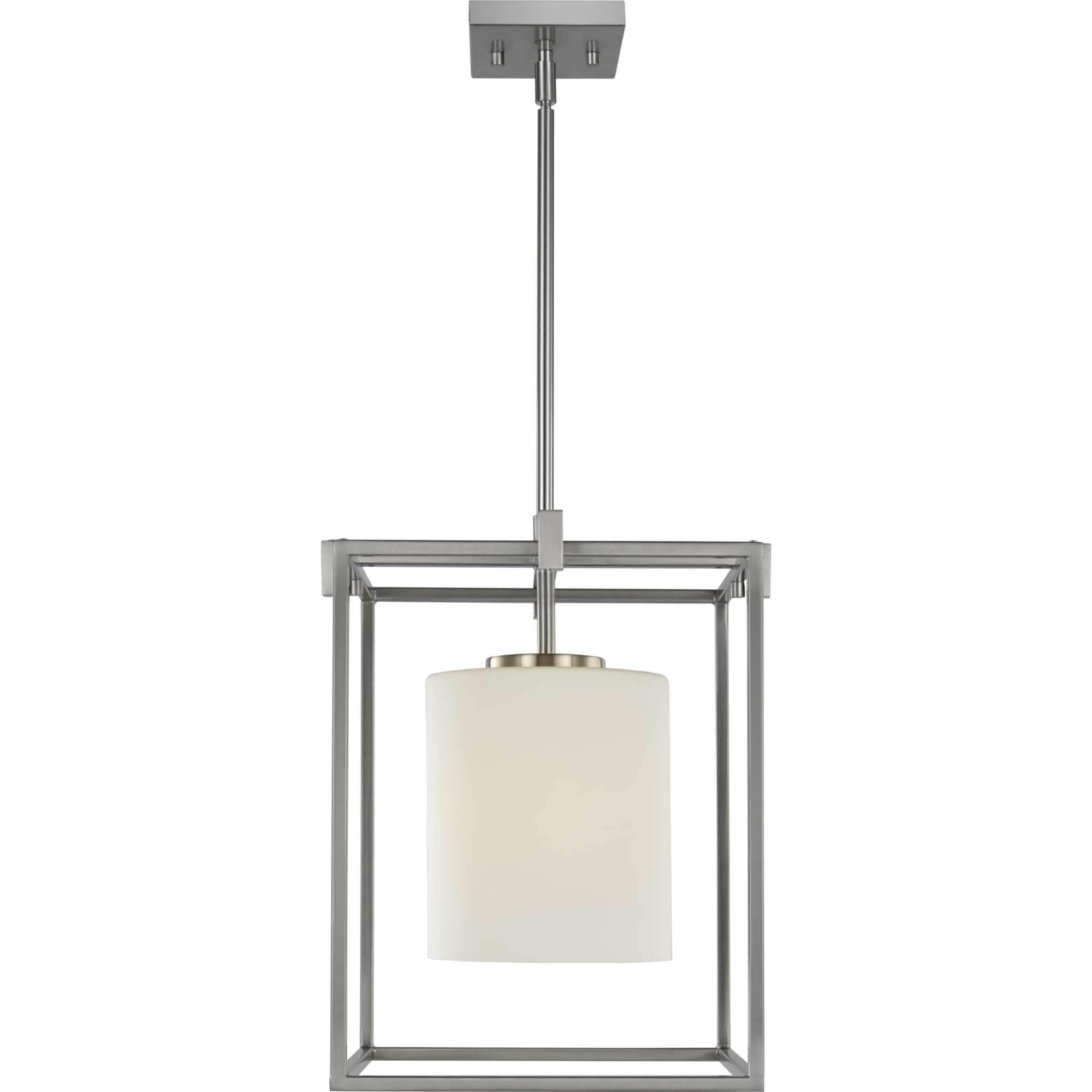 Progress Lighting Chadwick 1-Light Mini-Pendant, Brushed Nickel, Opal Glass Shade