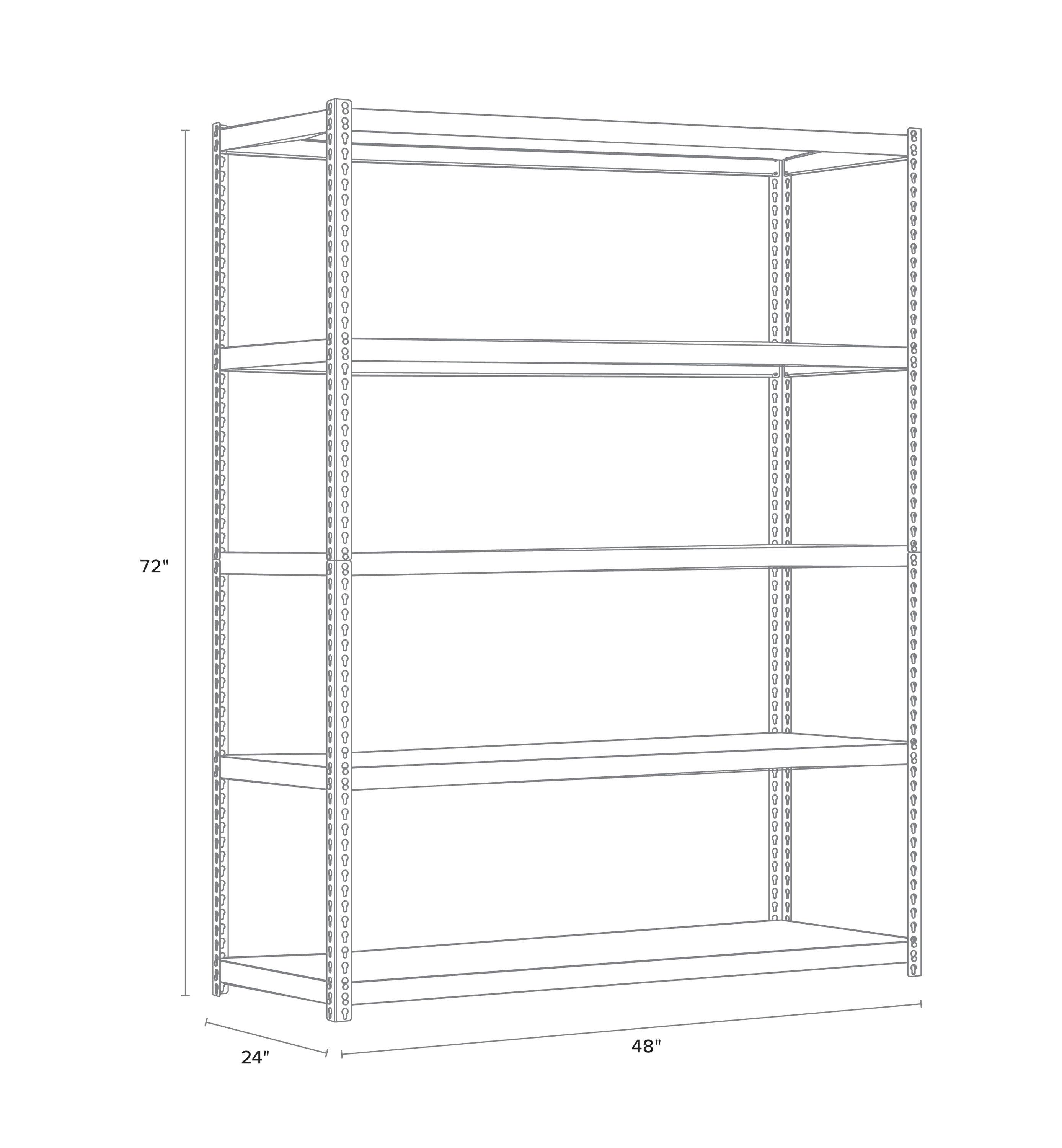 Iron Horse 3800 Riveted Steel Shelving 5-Shelf Unit, 24D x 48W x 72H, Black