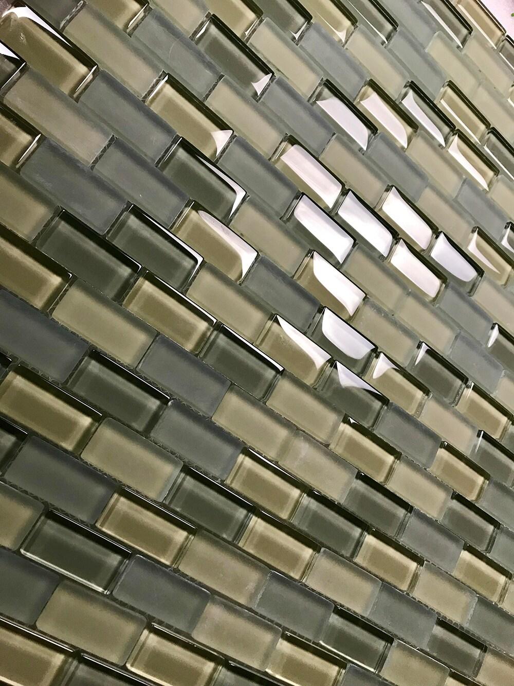 Free Flow 1 in. x 2 in. Glass Straight Edge Brick Mosaic Wall & Pool Tile