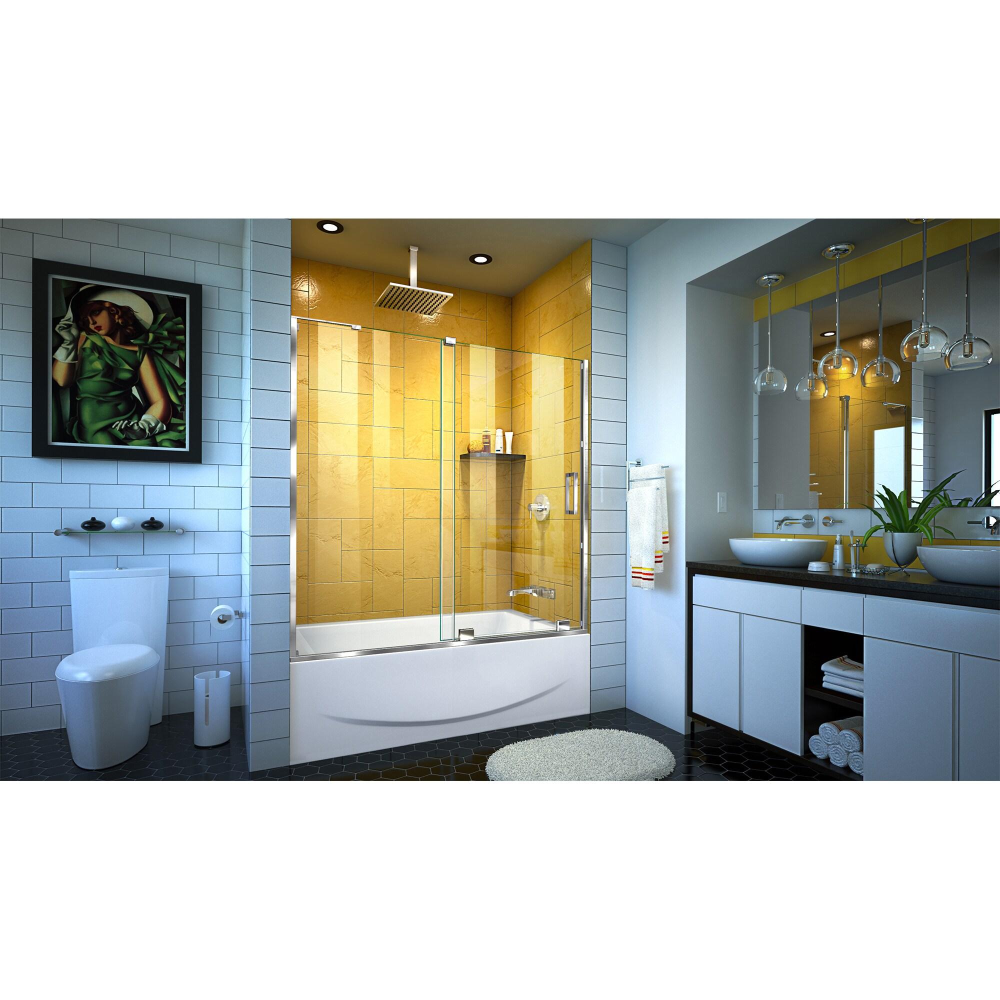 Mirage-Z 56'' W x 58" H Single Sliding Frameless Tub Door with ClearMax™ Technology