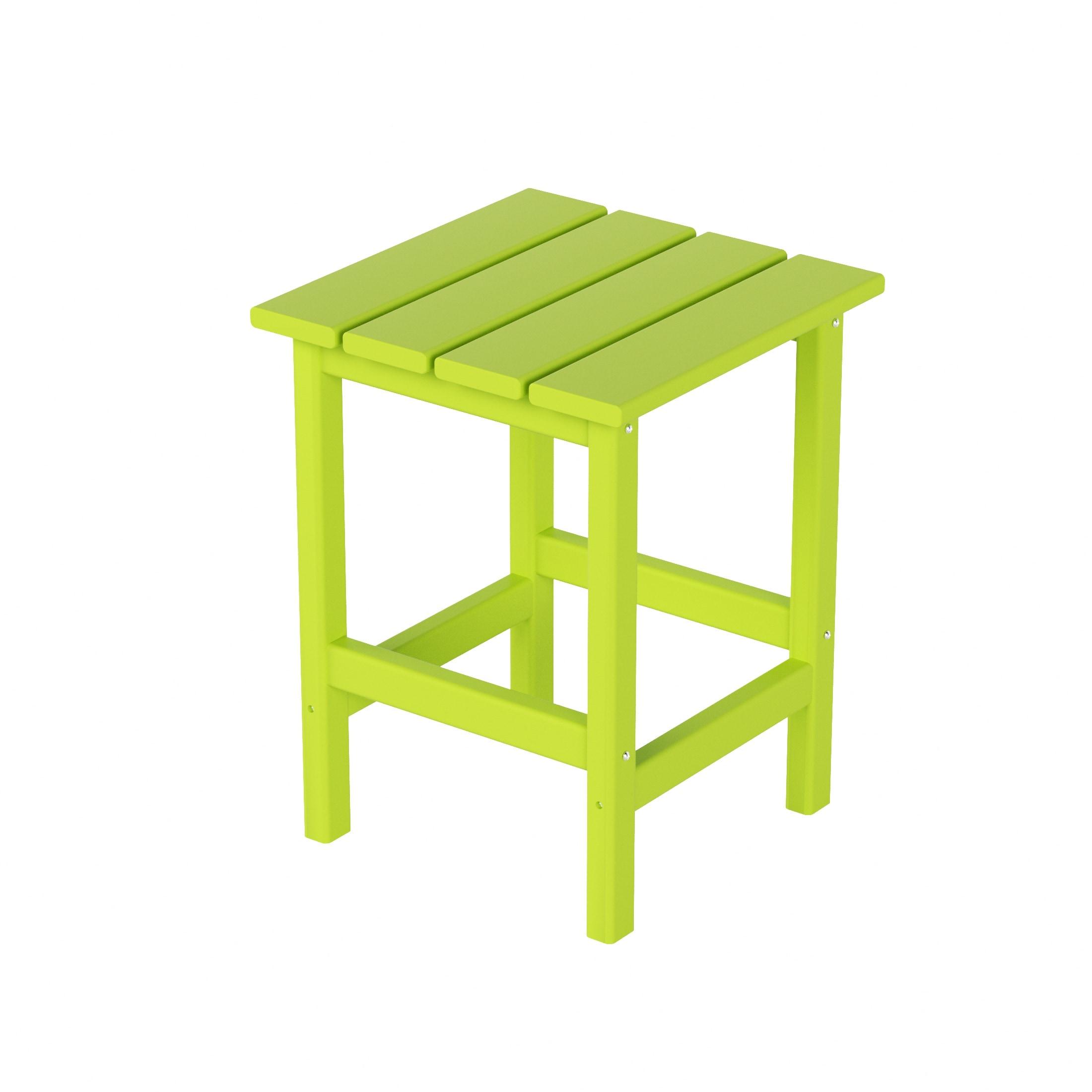 Polytrends  Laguna Hdpe All Weather Outdoor Patio Square Side Table Lime