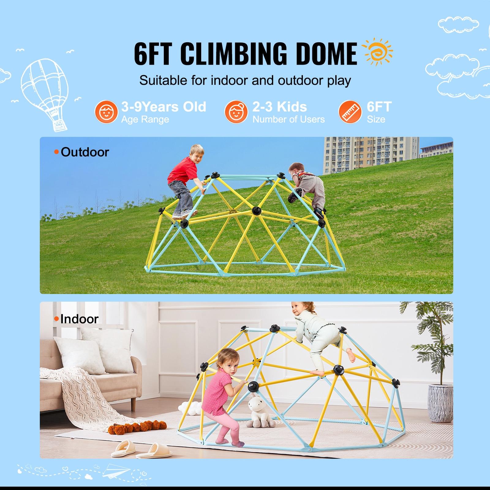 6ft Yellow and Blue Steel Indoor Climbing Dome