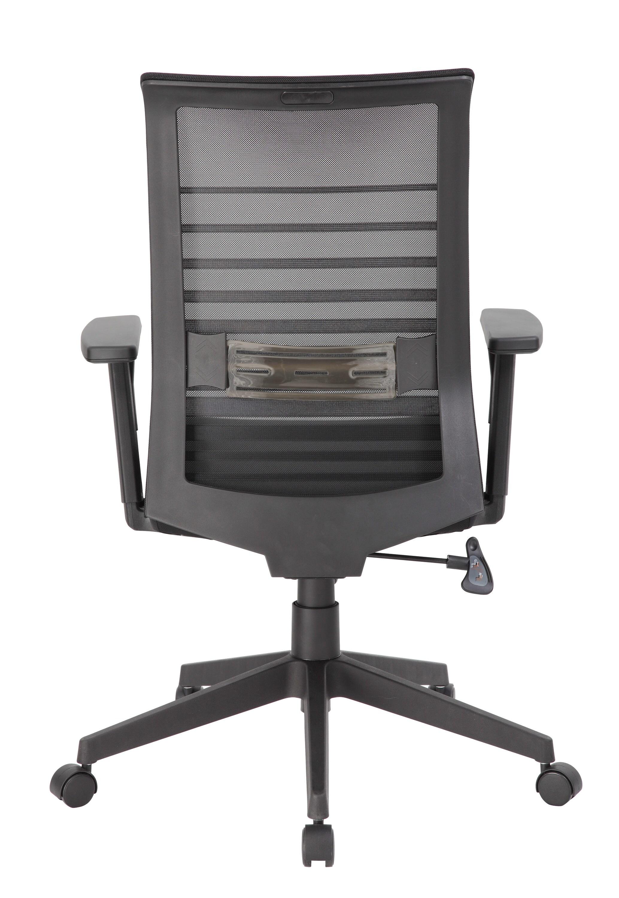 Linear Mesh Task Chair Black - Boss Office Products: Synchro-Tilt, Adjustable Arms, 275lbs Capacity