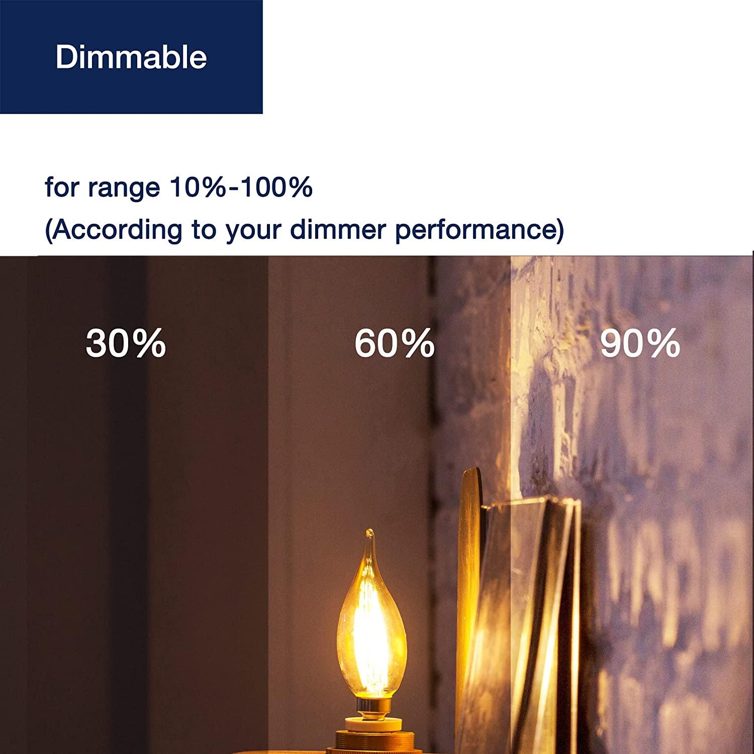 CA11E12 LED Chandelier Light Bulbs 40W Equivalent, Dimmable LED Candelabra Bulbs, 2200K 330LM
