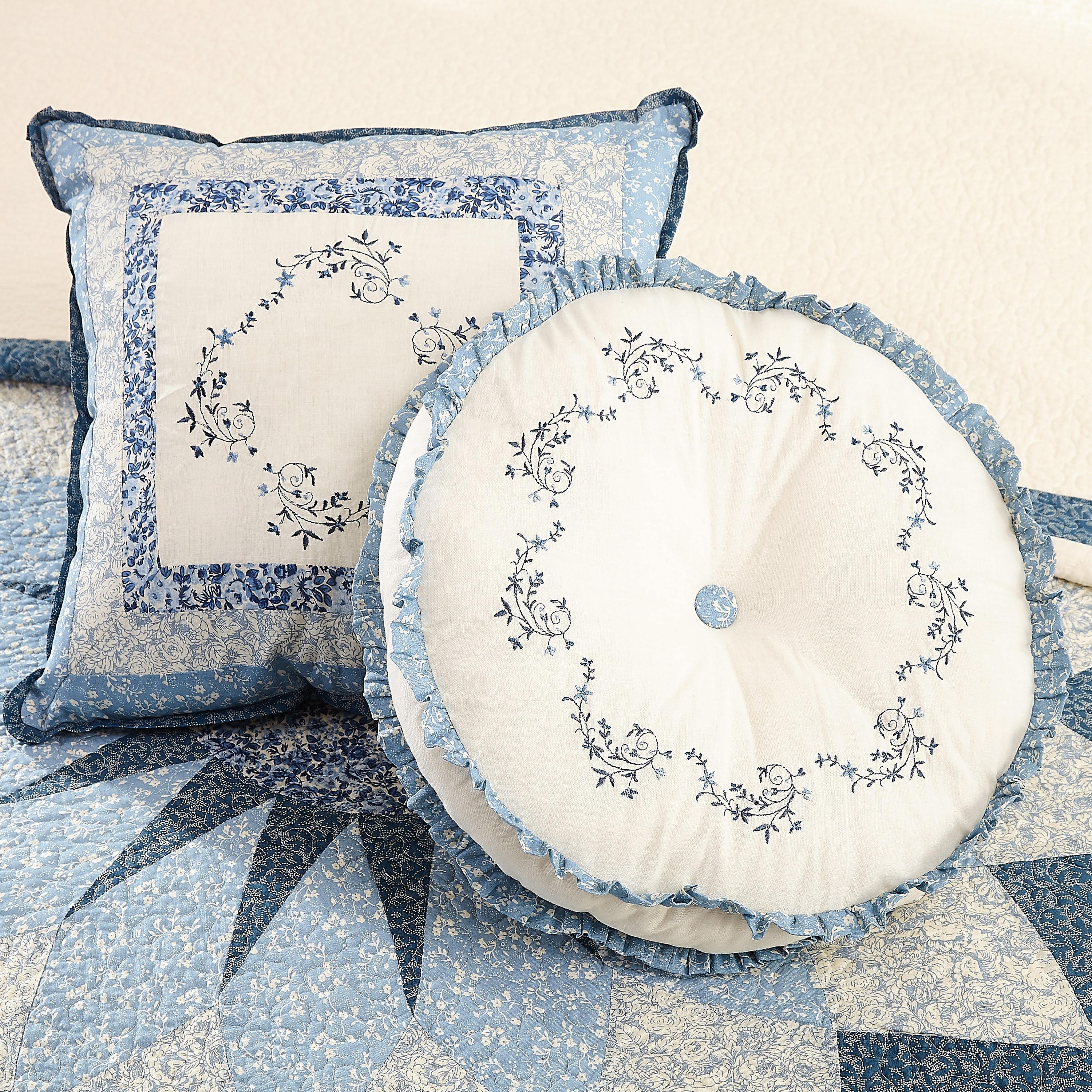 Simona Embroidered Round Pillow