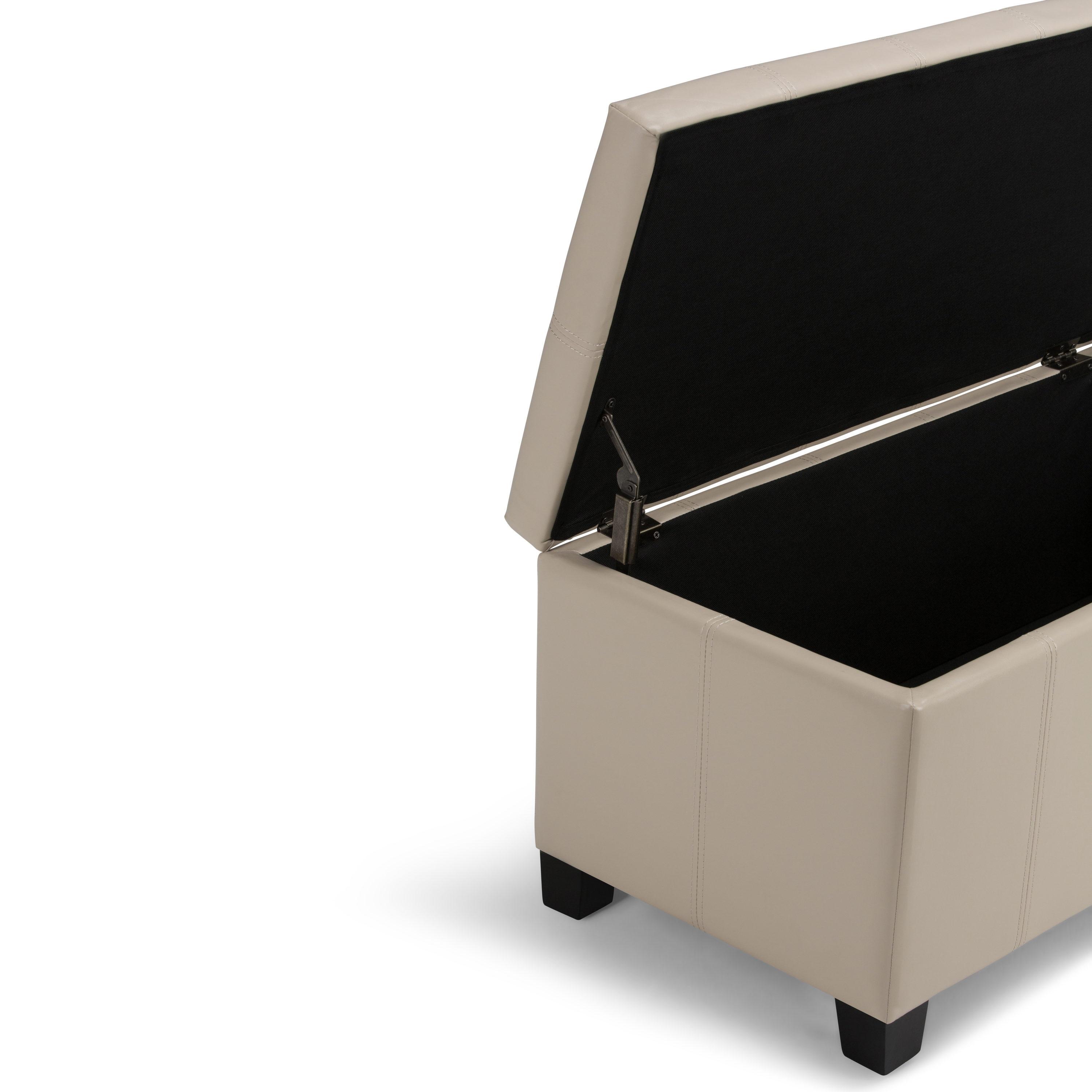 Simpli Home Dover 36"W Upholstered Storage Ottoman Bench with Lift-Top and Large Interior Storage
