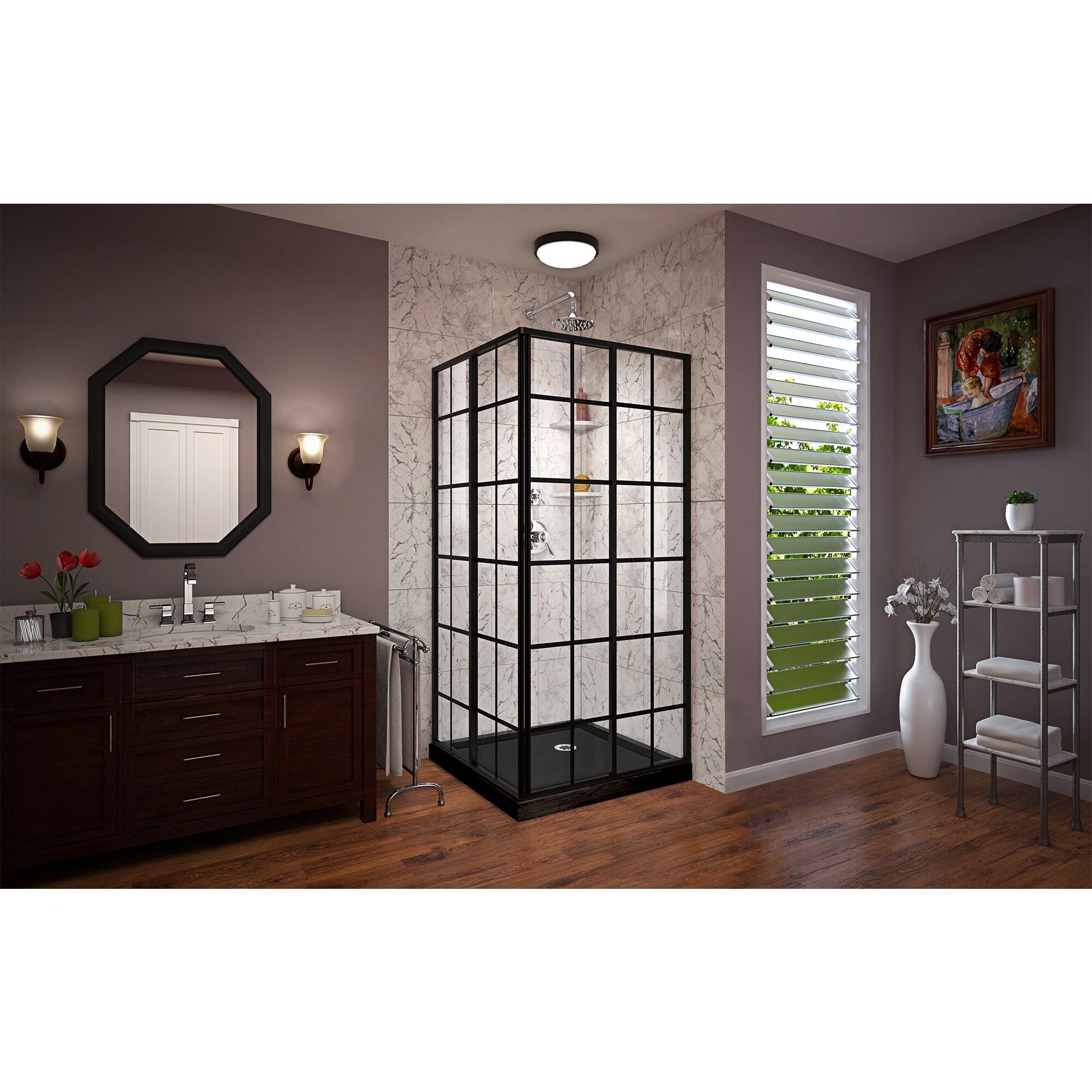 French Corner 42" x 74.75" Square Sliding Shower Enclosure with Base Included