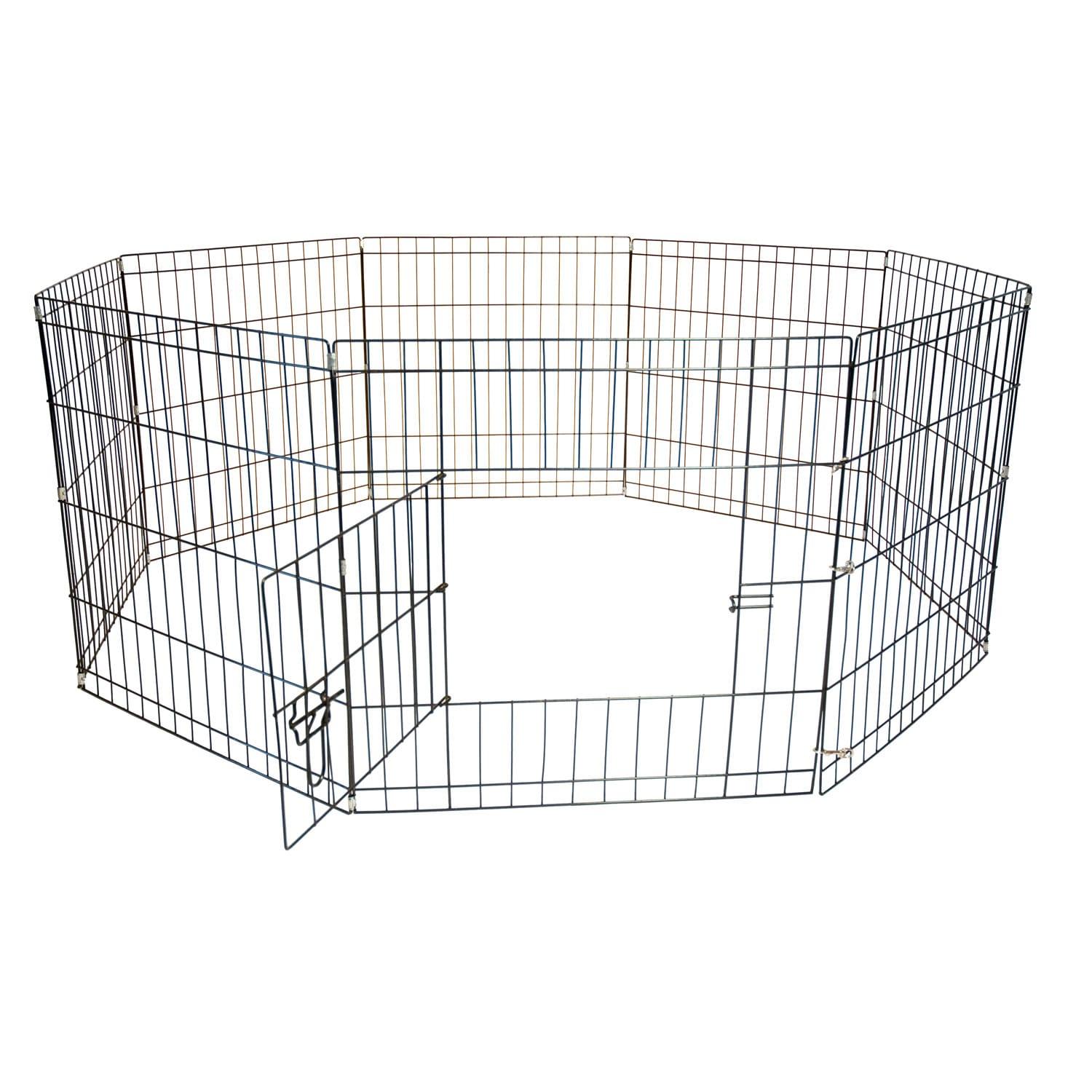 Black Metal Octagon 8-Panel Pet Playpen