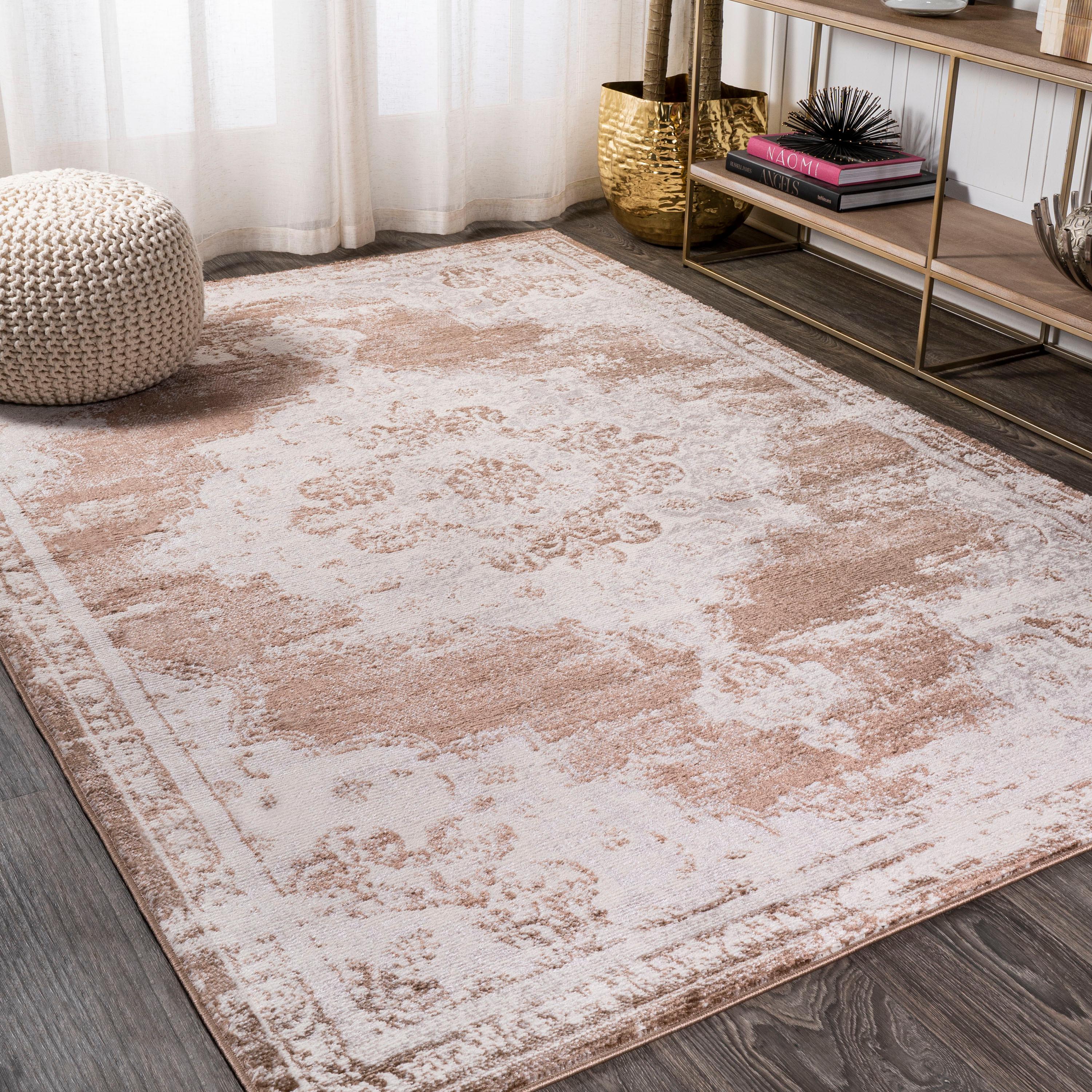 4'x6' Alhambra Ornate Medallion Modern Area Rug, Brown/Cream - JONATHAN Y